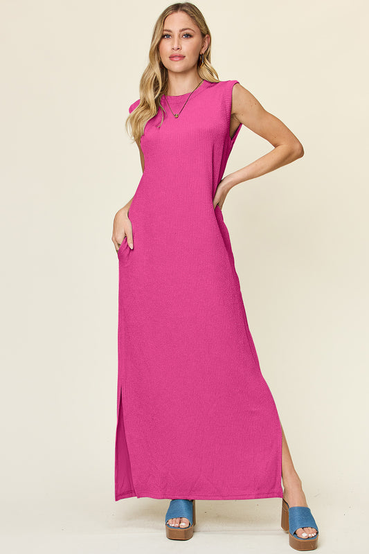 Honeybee Mumford's Full Size Texture Mock Neck Sleeveless Maxi Dress