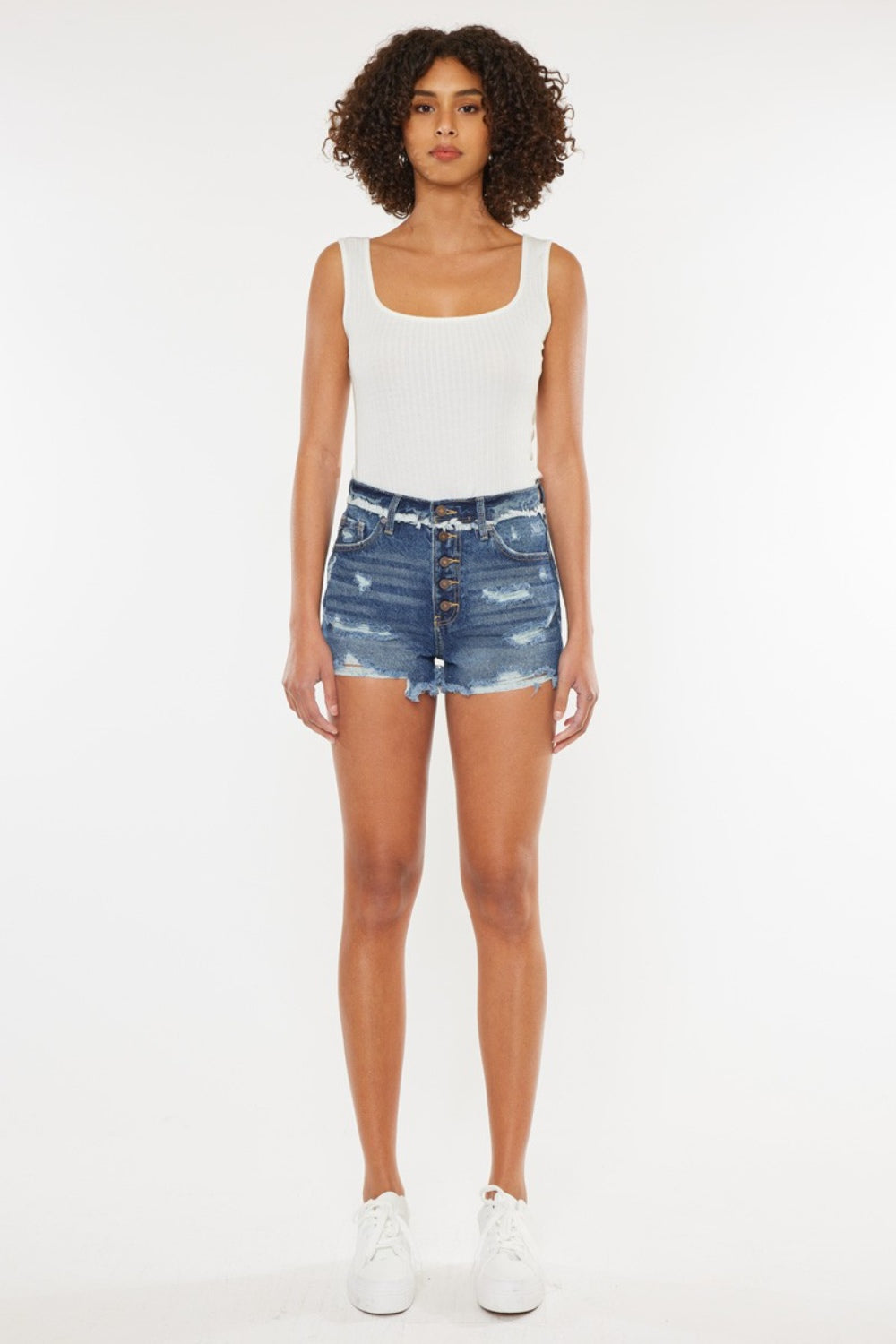 Honeybee Mumford's Distressed Button Fly Denim Shorts