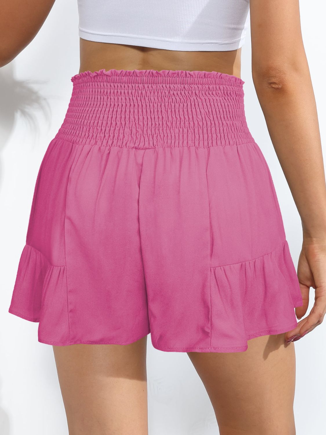 Honeybee Mumford's Smocked Tie-Front High-Rise Shorts