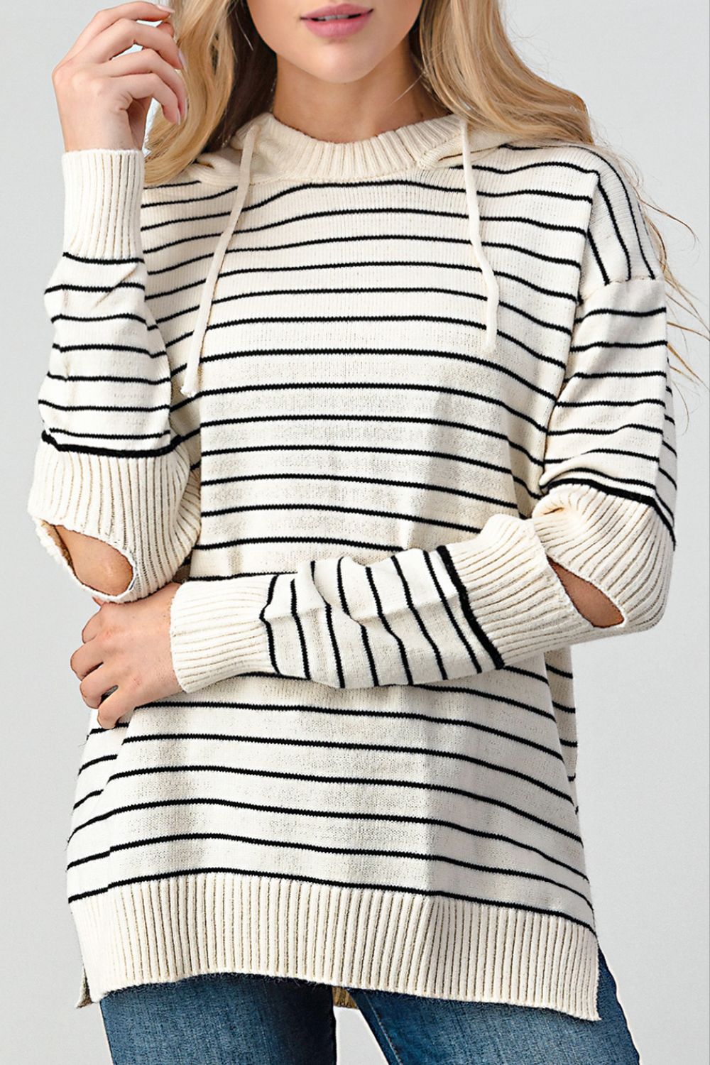 Honeybee Mumford's Striped Cutout Slit Sweater