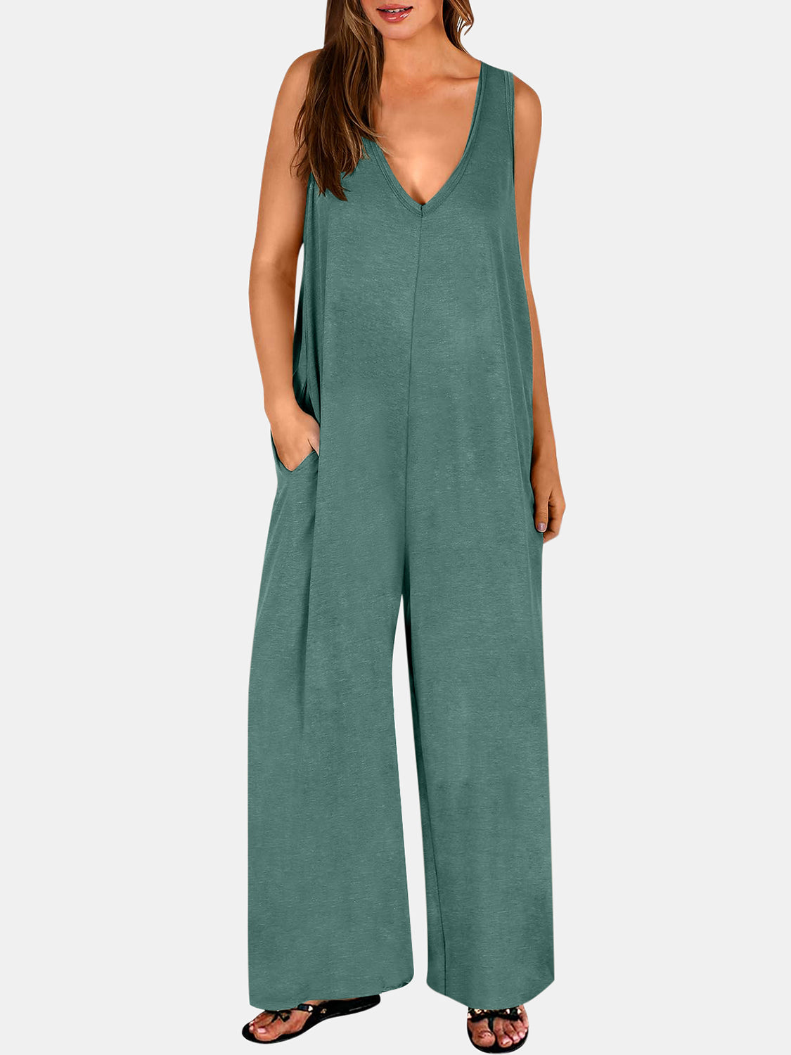 Honeybee Mumford's Full Size V-Neck Wide Strap Jumpsuit