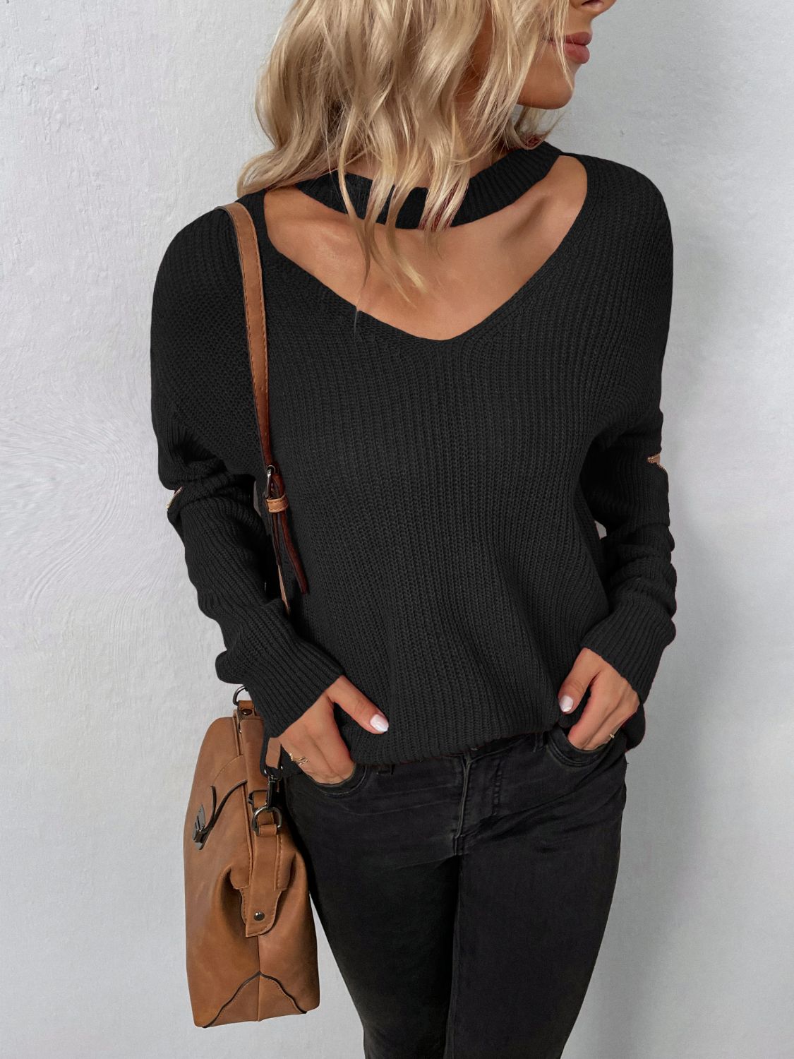 Honeybee Mumford's Cutout Zip Detail Sweater