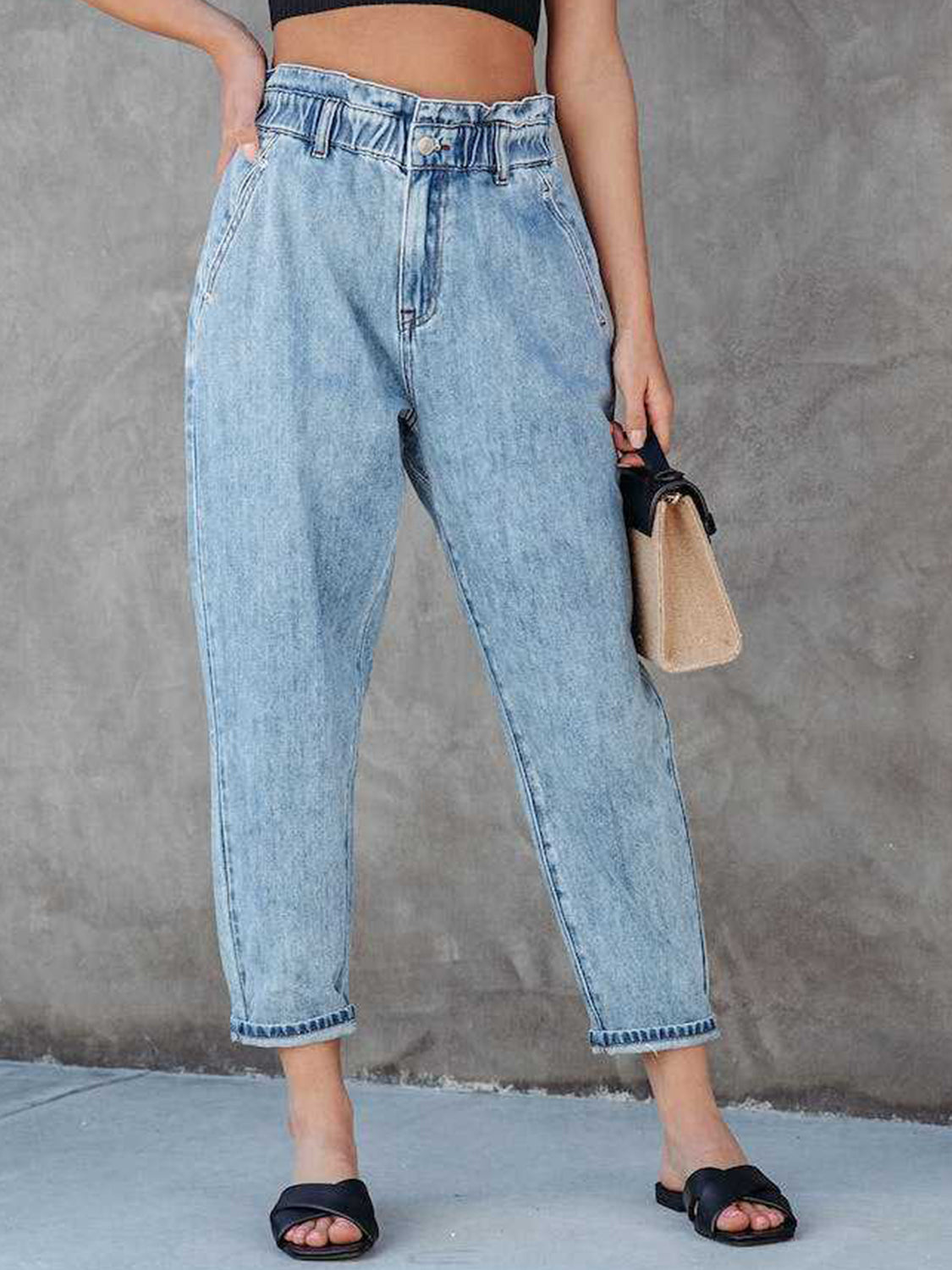 Honeybee Mumford's Paperbag Waist Cropped Jeans