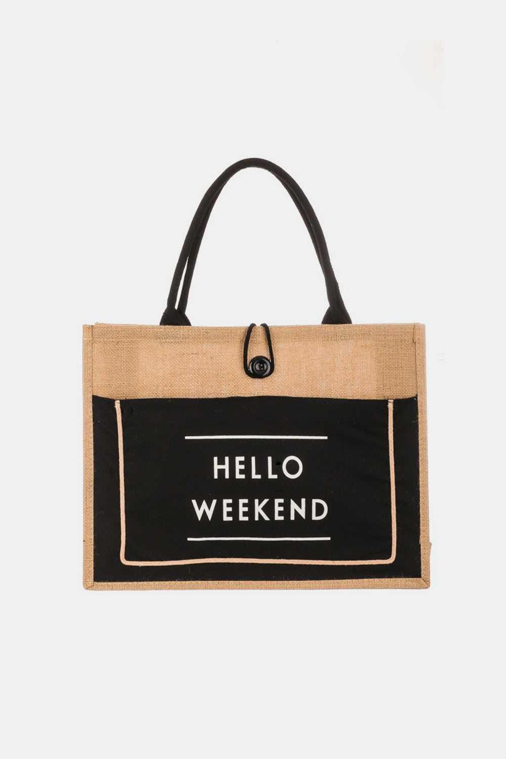 Honeybee Mumford's Honeybee Mumford's Hello Weekend Burlap Tote Bag