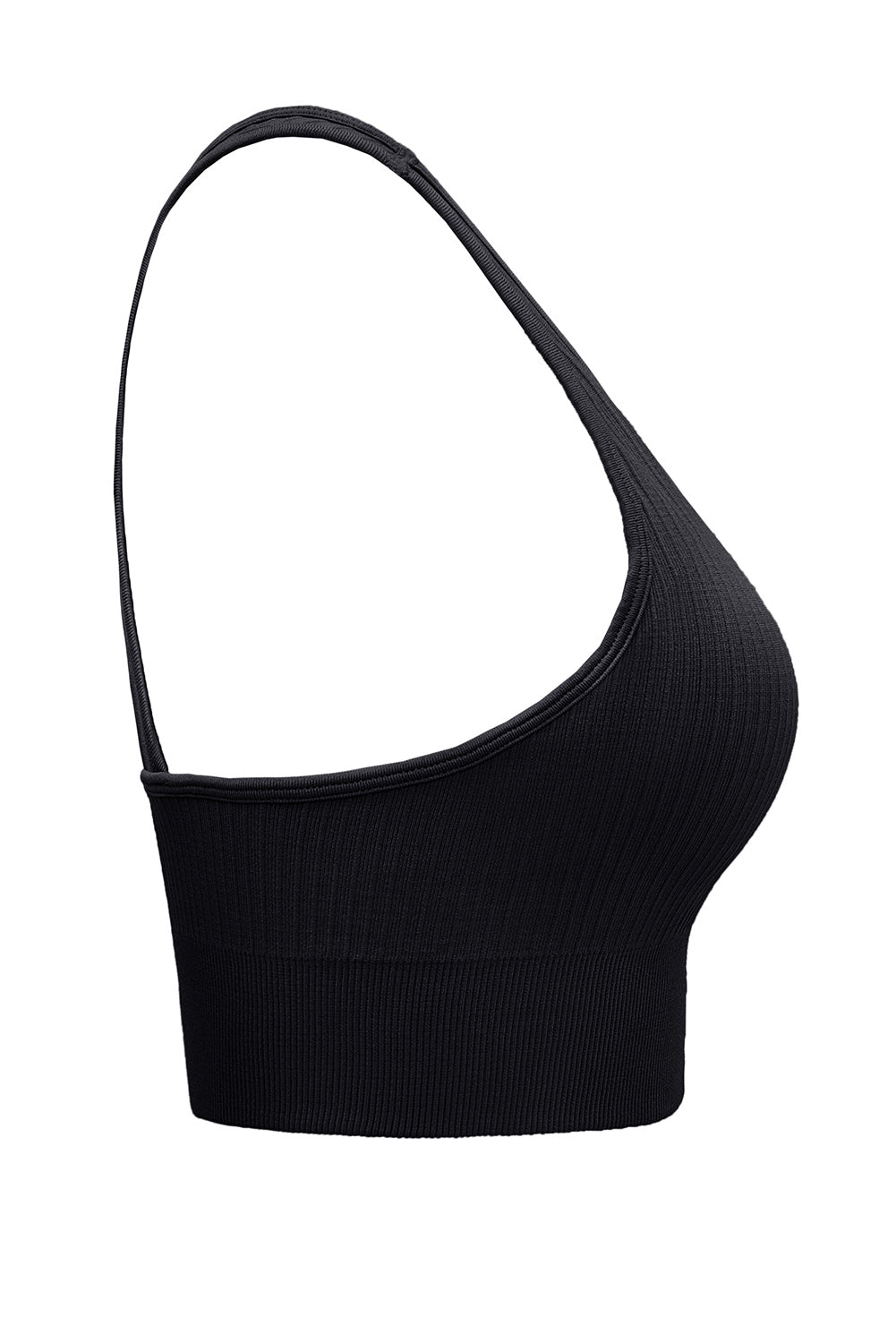 Honeybee Mumford's Black Ribbed Hollow-out Racerback Yoga Sports Bra