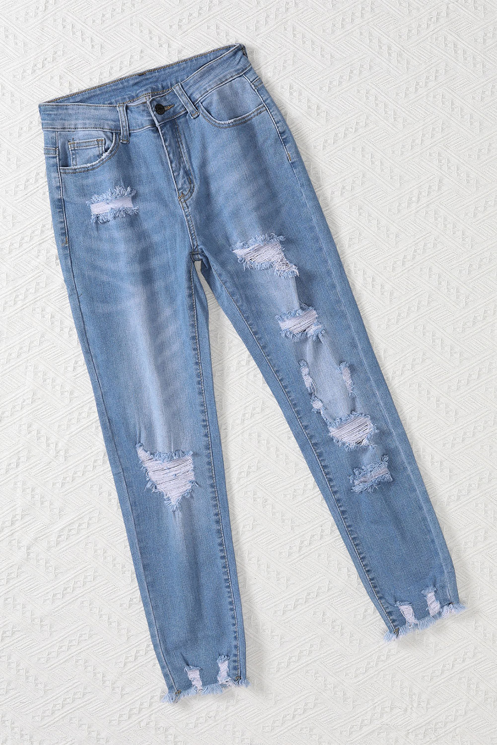 Honeybee Mumford's Light Blue Distressed Boyfriend Denim Pants