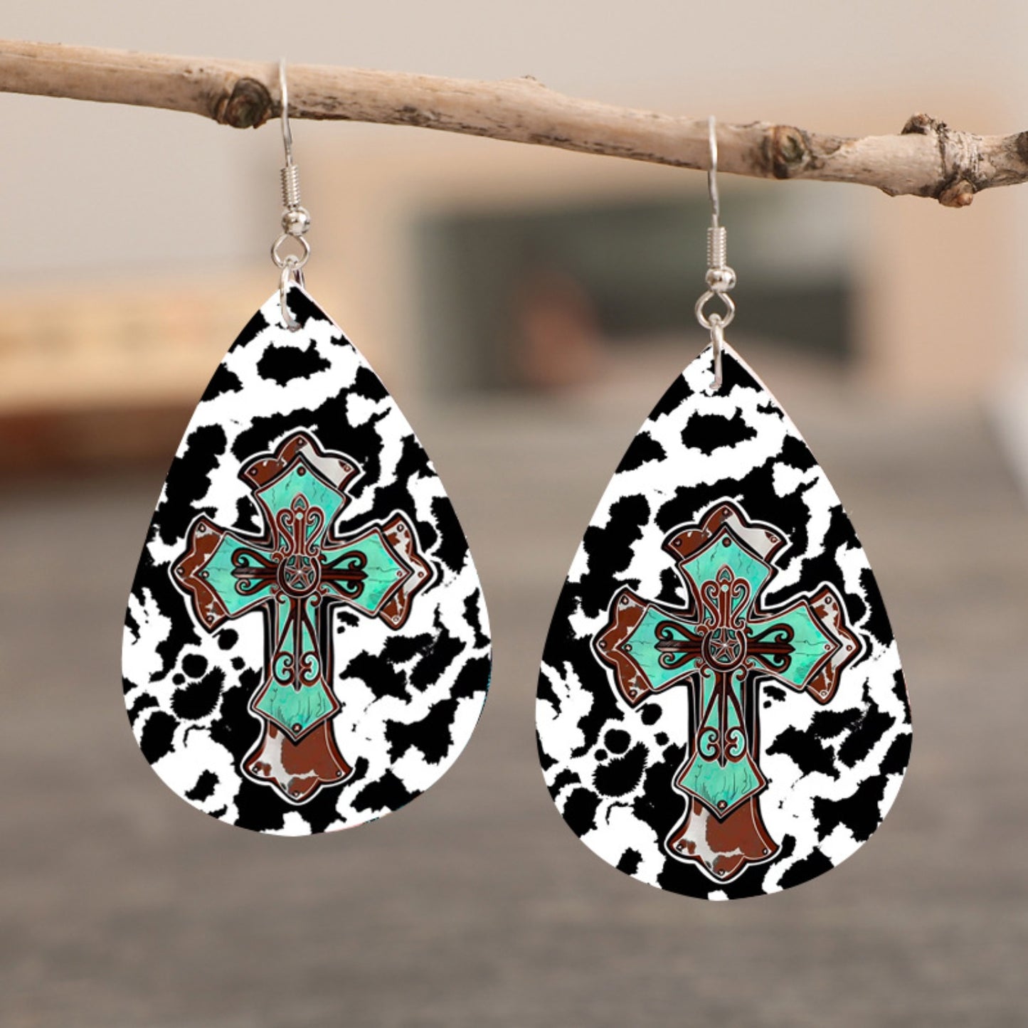 honeybee Mumford's Leather Iron Hook Teardrop Earrings