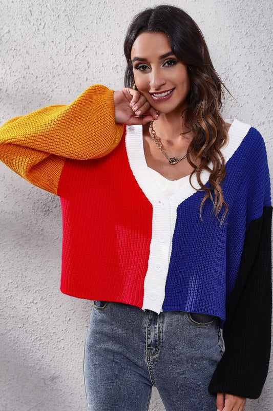 Honeybee Mumford's Color Block Ribbed Long Sleeve Cardigan