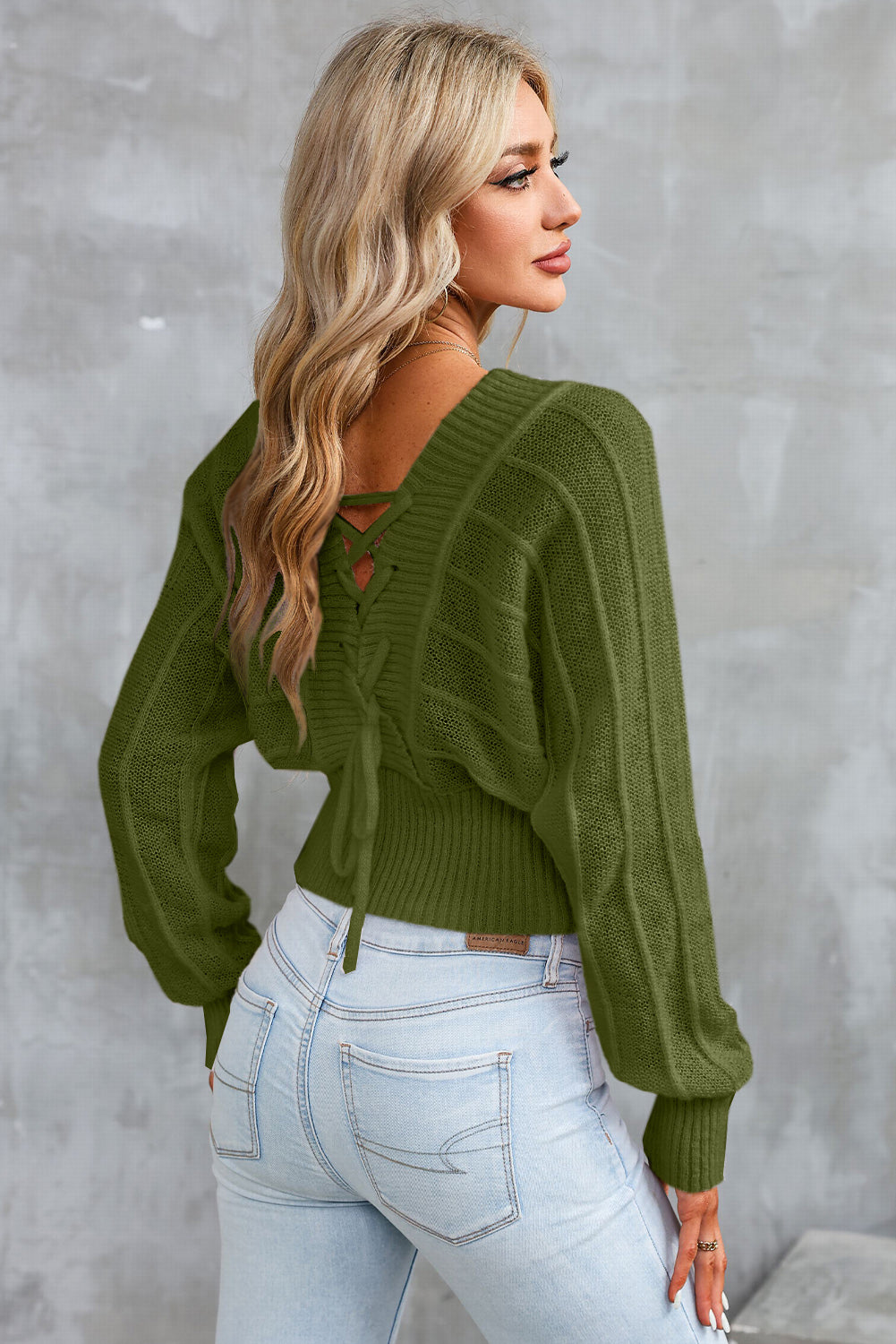 Honeybee Mumford's Surplice Neck Lace-Up Sweater