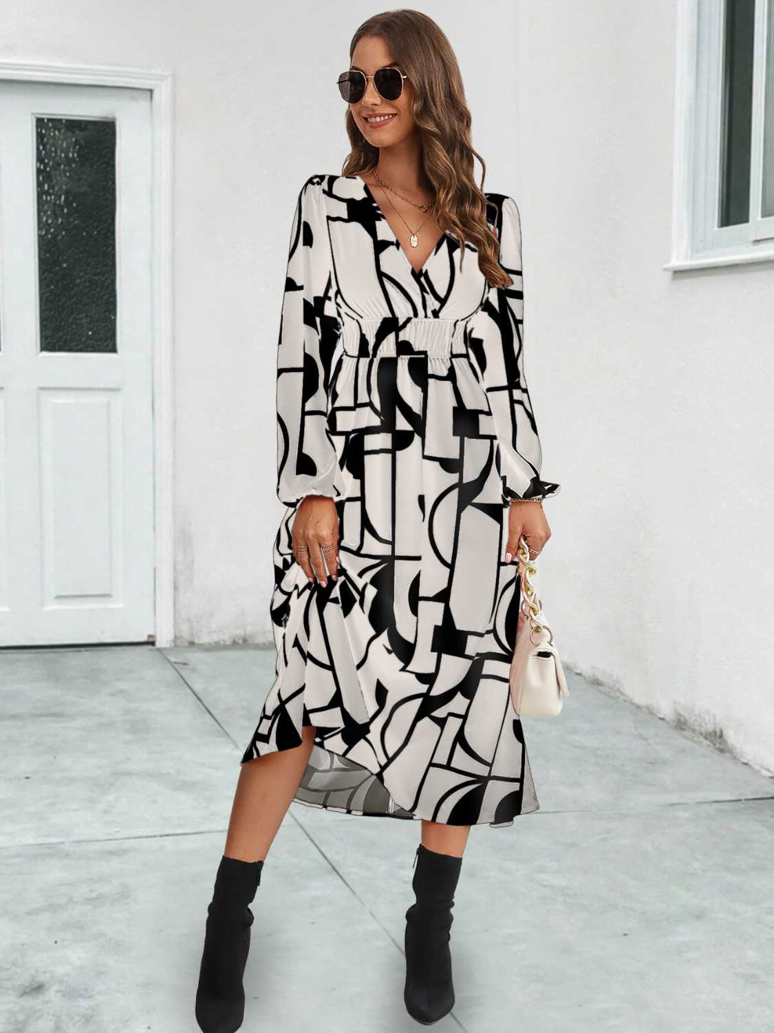 Honeybee Mumford's Surplice Neck Long Sleeve Midi Dress