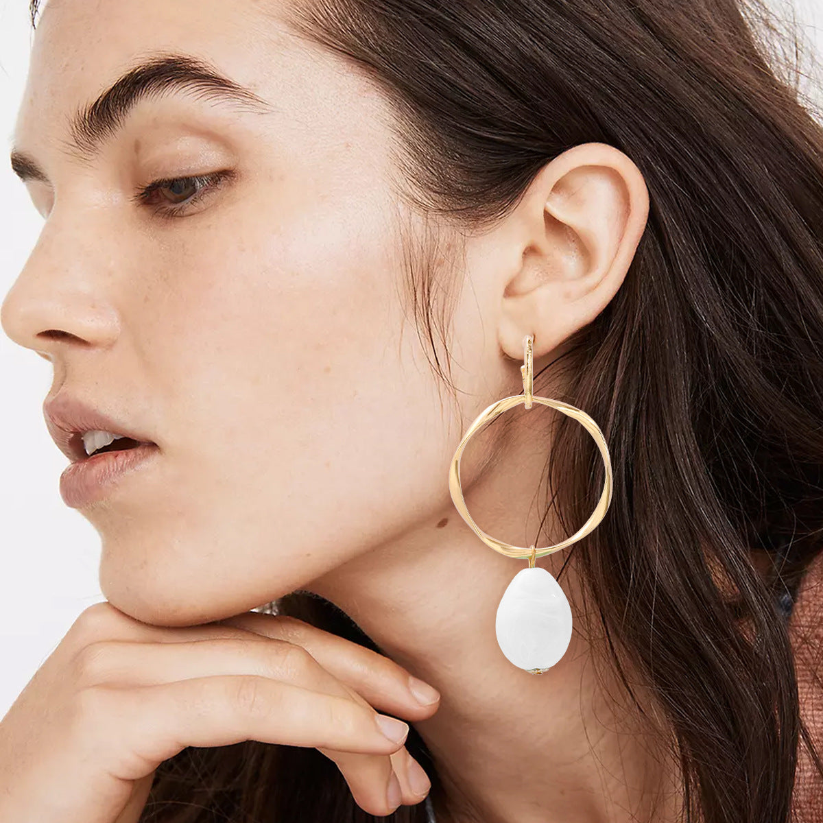 honeybee Mumford's white Rhinestone Hoop Drop Earrings