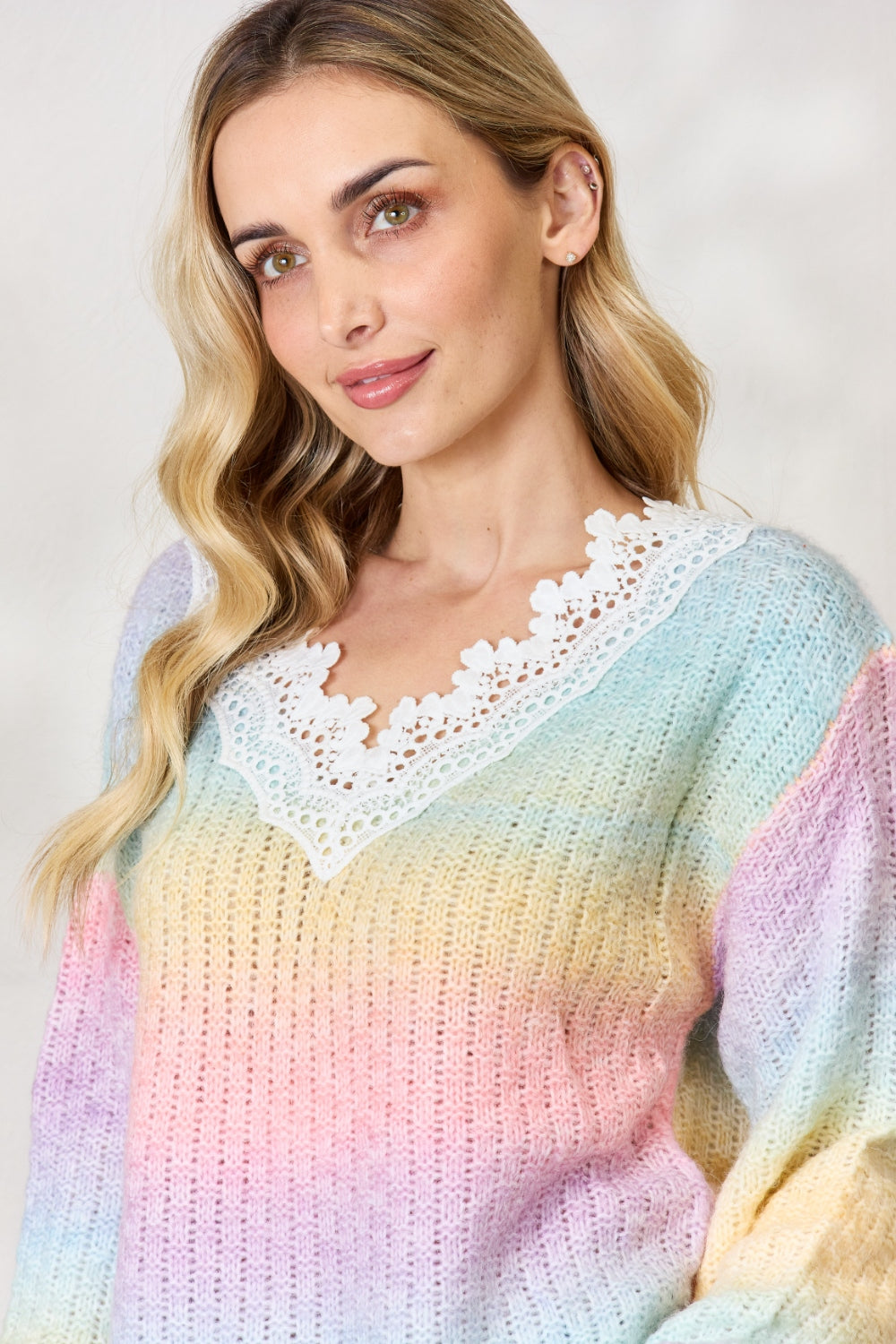 Honeybee Mumford's Rainbow Gradient Crochet Sweater