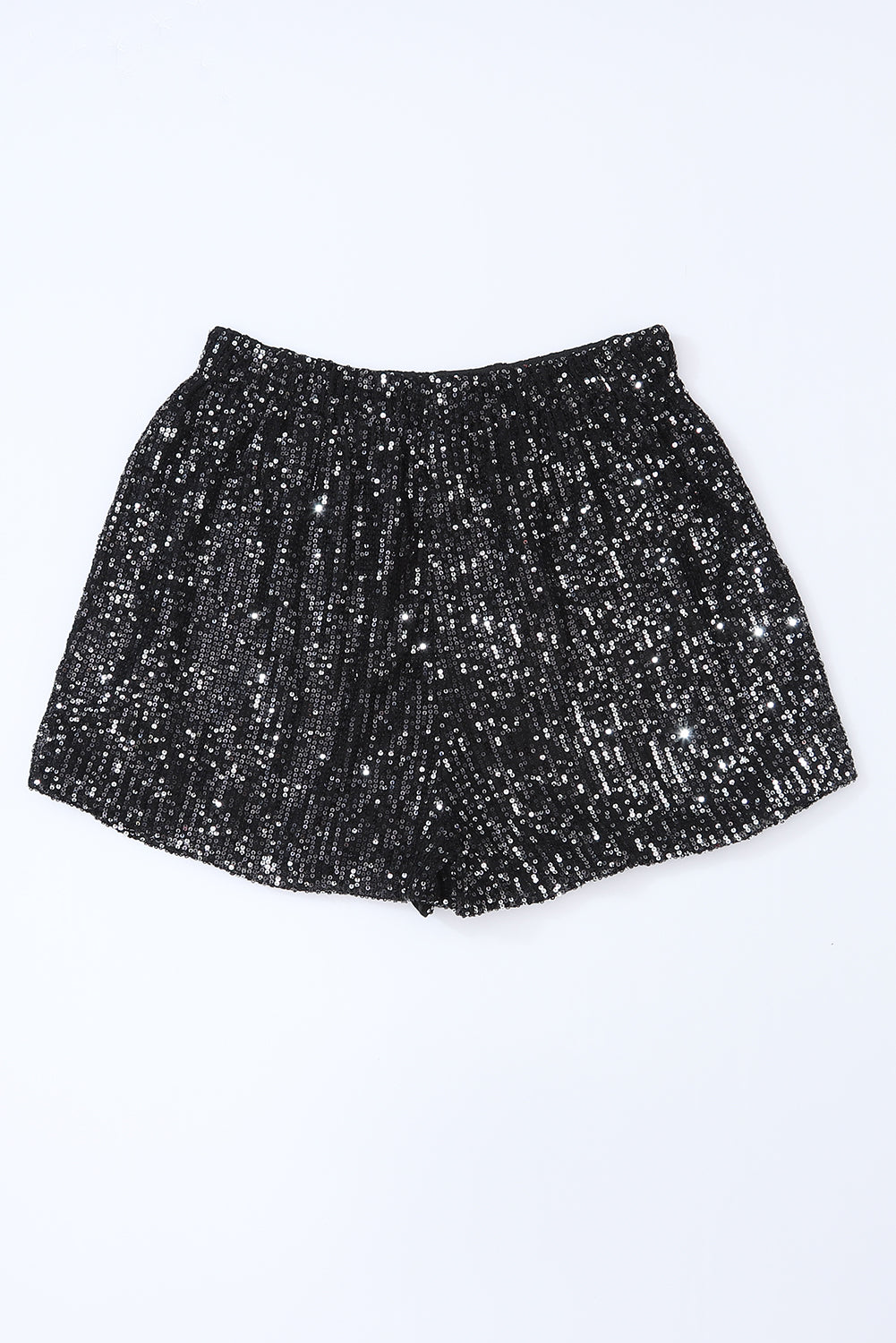 Honeybee Mumford's Black Sequin Straight Leg High Waist Casual Shorts