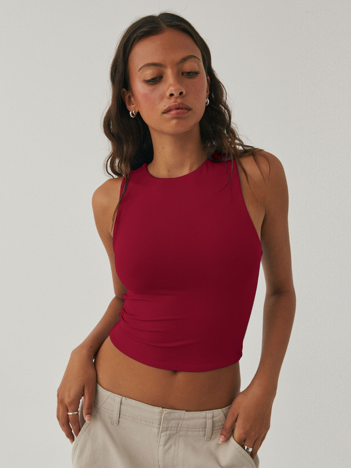 Honeybee Mumford's Round Neck Cropped Tank