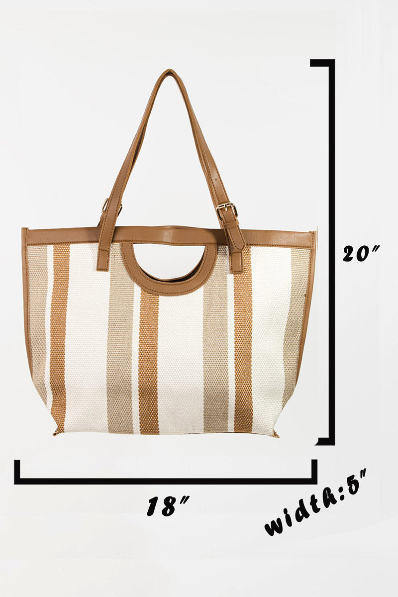 Honeybee Mumford's Striped Leather Trim Tote Bag