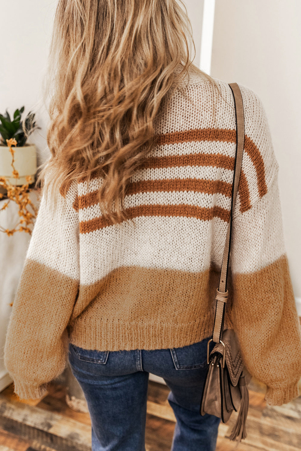 Honeybee Mumford's Striped Open Front Long Sleeve Cardigan