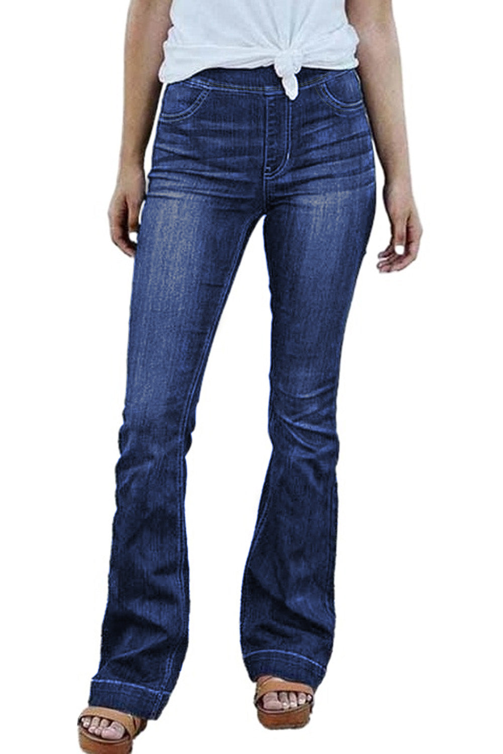 Honeybee Mumford's Blue High Rise Elastic Waist Flare Jeans