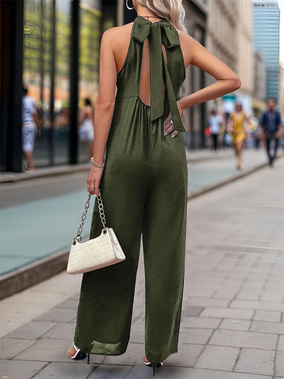 Honeybee Mumford's Tied Grecian Wide Leg Jumpsuit