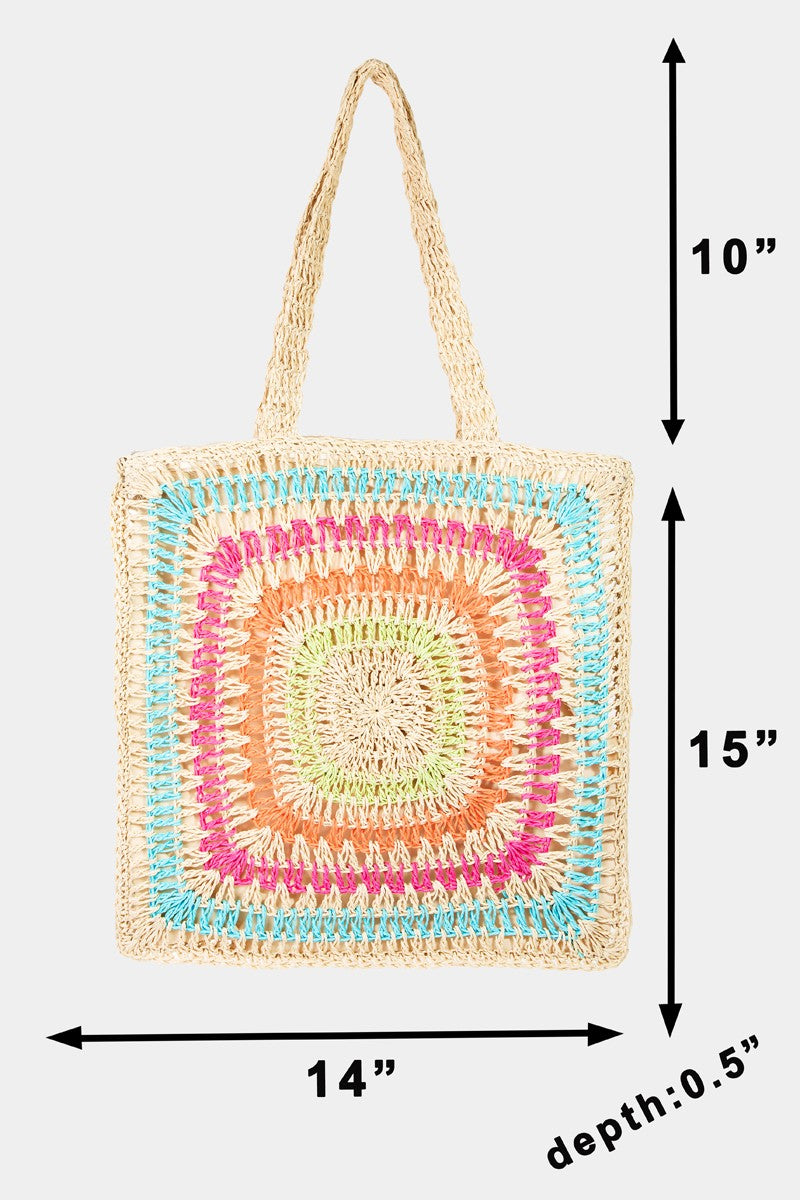 Honeybee Mumford's Rainbow Crochet Knit Tote Bag