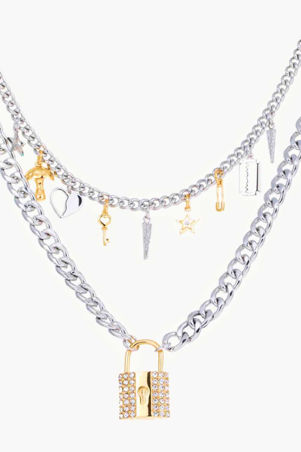 Honeybee Mumford's 5-Piece Lock Pendant Double-Layered Necklace