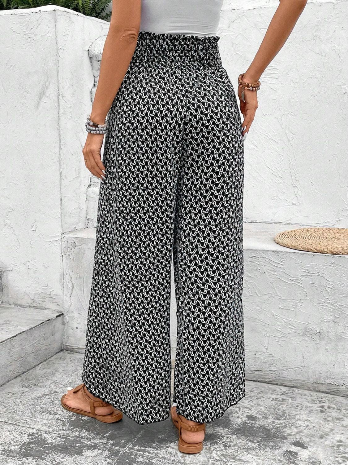 Honeybee Mumford's Tied Printed Wide Leg Pants