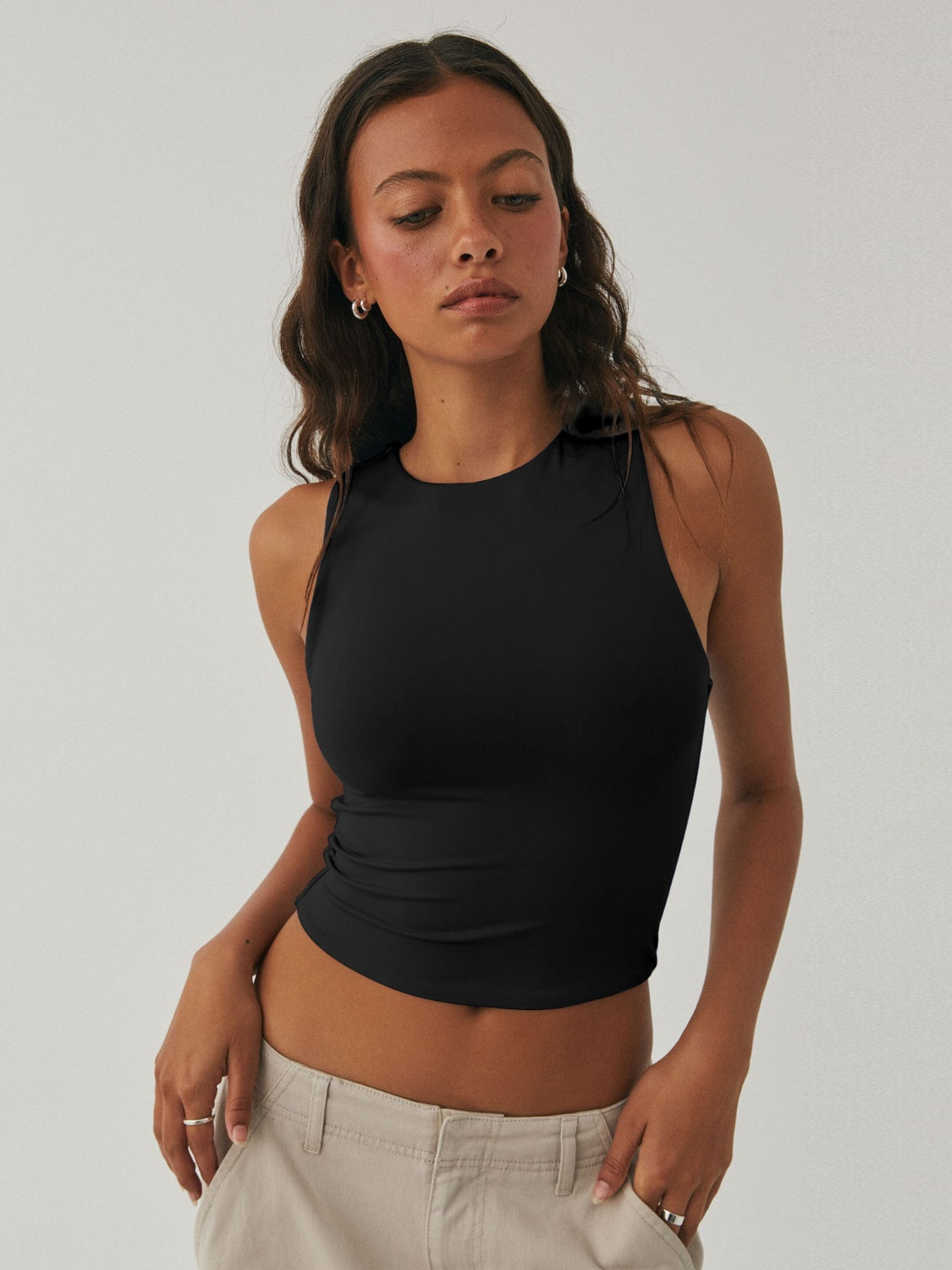 Honeybee Mumford's Round Neck Cropped Tank