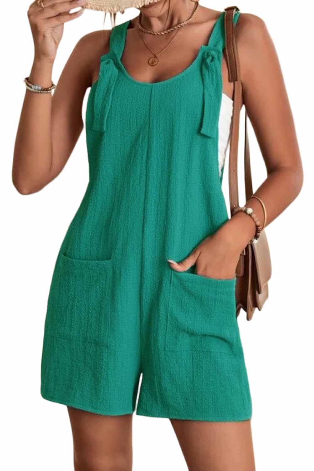 Honeybee Mumford's Adjustable Straps Pocketed Textured Romper