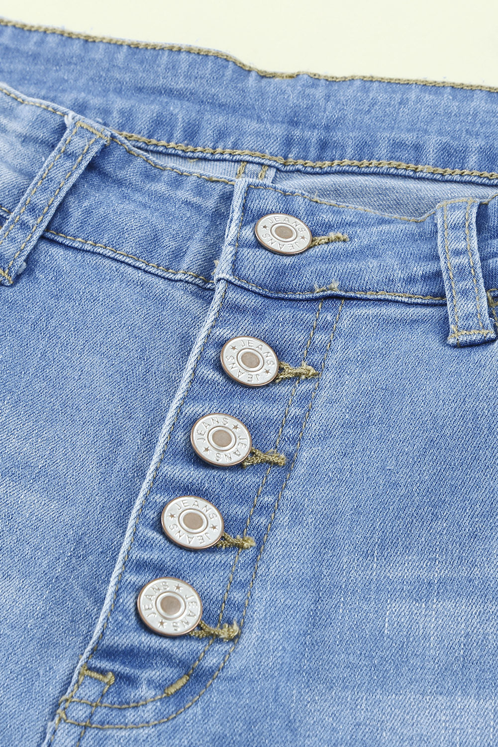 Honeybee Mumford's Sky Blue High Rise Distressed Bell Bottom Denims