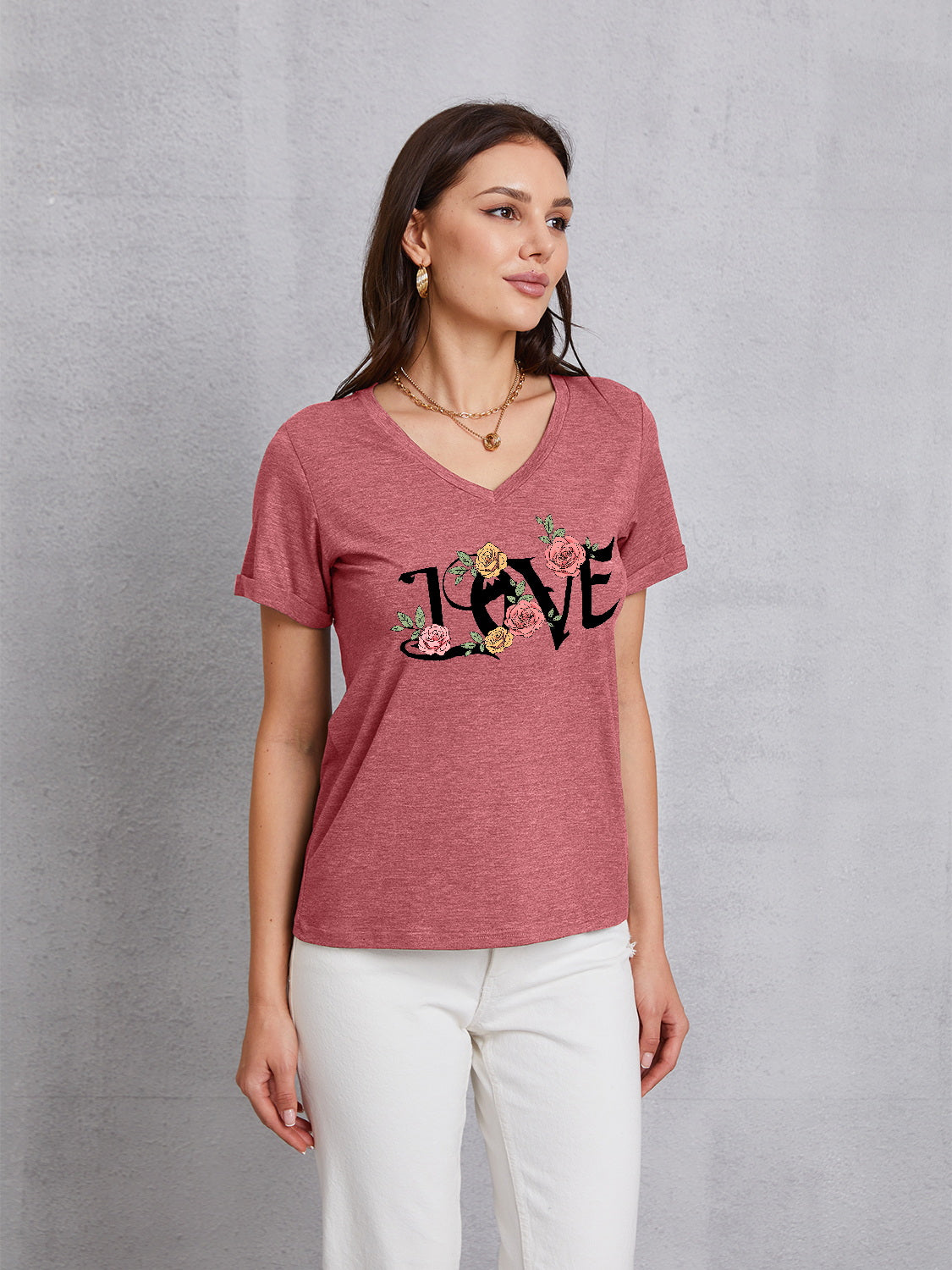 Honeybee Mumford's LOVE V-Neck Short Sleeve T-Shirt