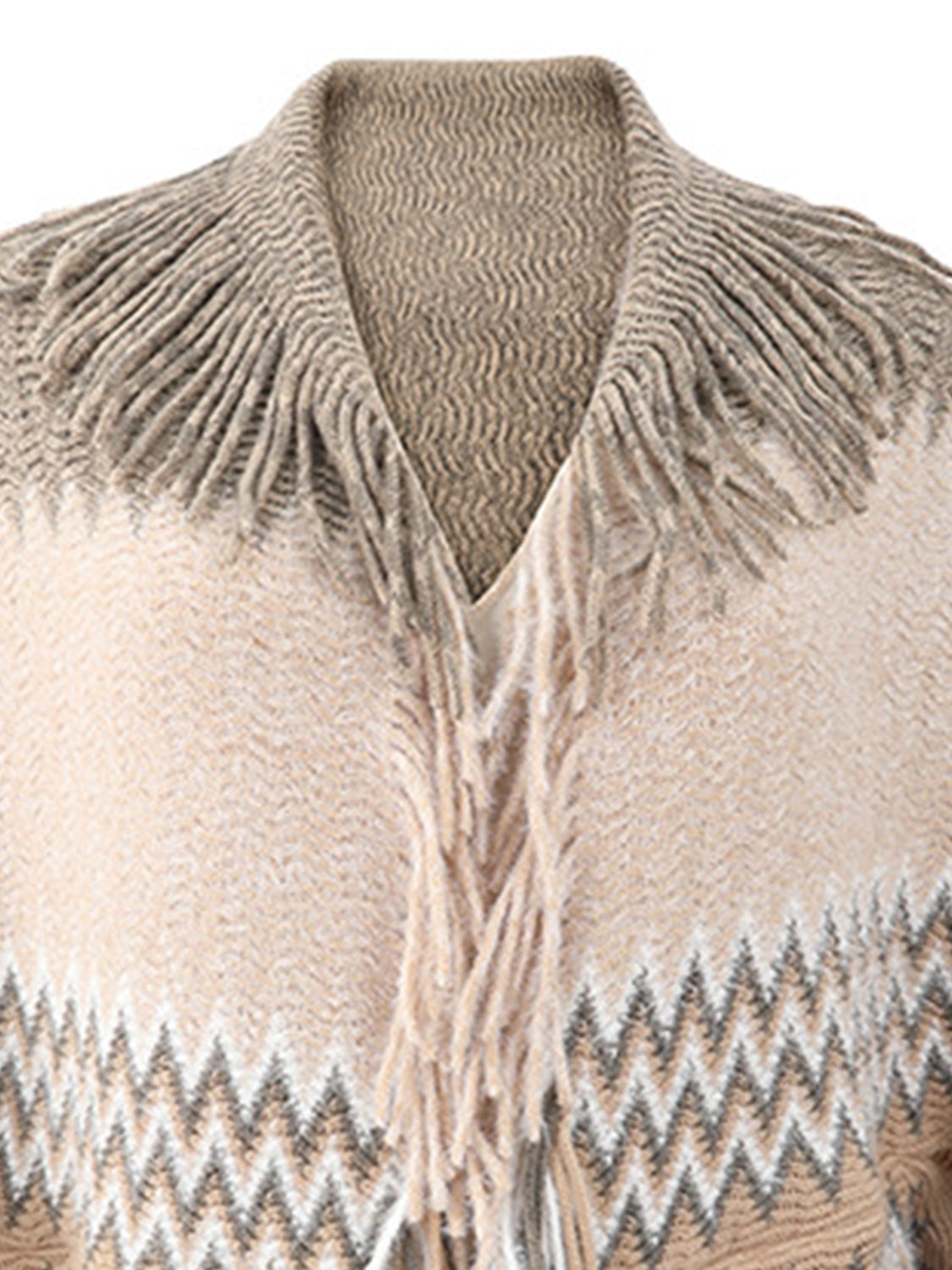 Honeybee Mumford's Geometric Fringe Open Front Cardigan