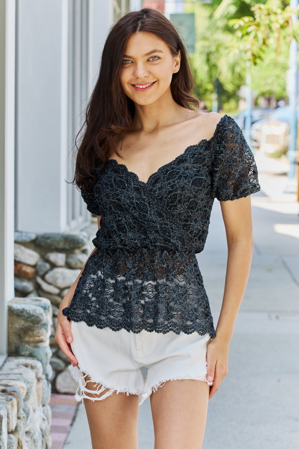 Honeybee Mumford's Show Stopper Glitter Peplum Top