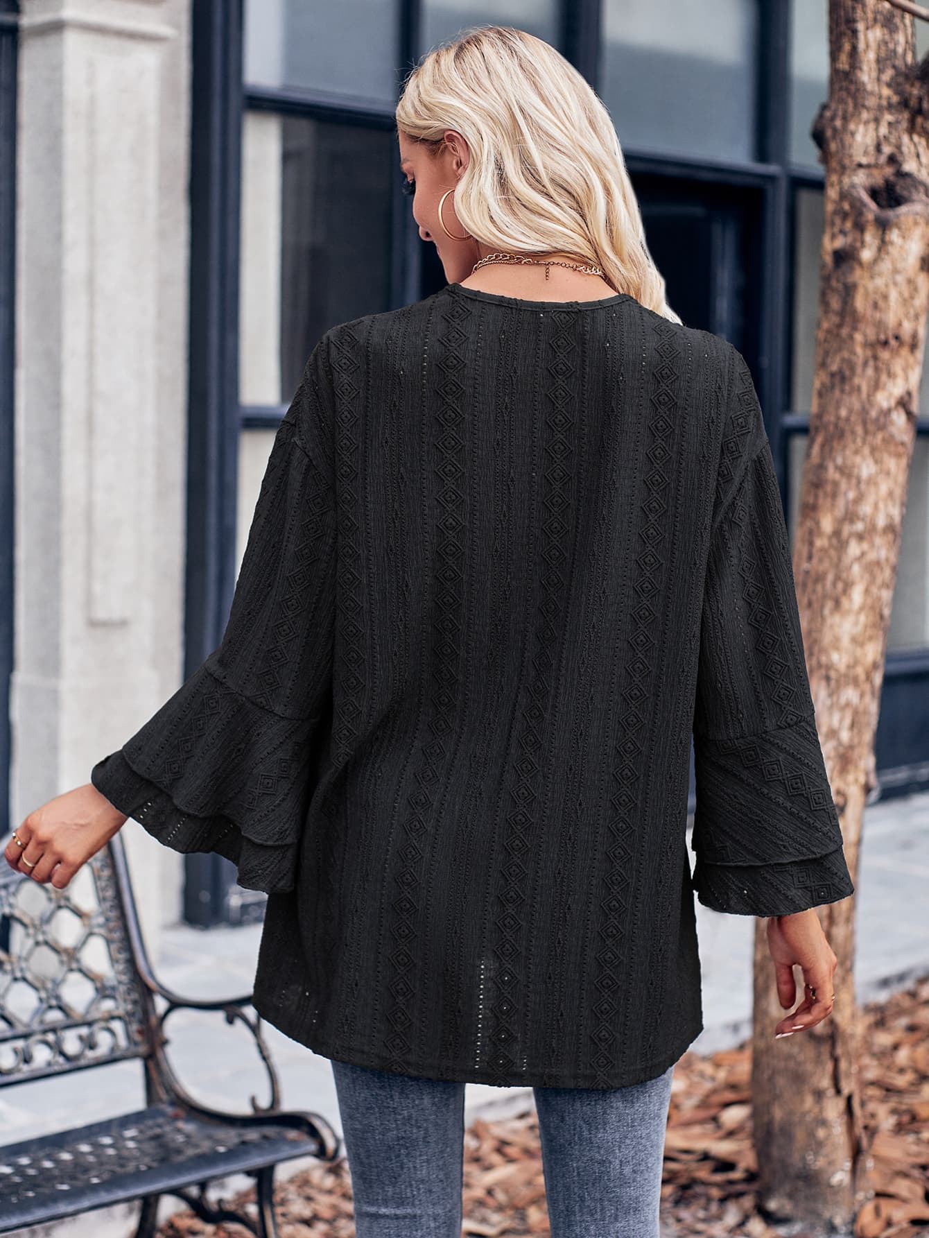 Honeybee Mumford's Eyelet Bell Sleeve Cardigan