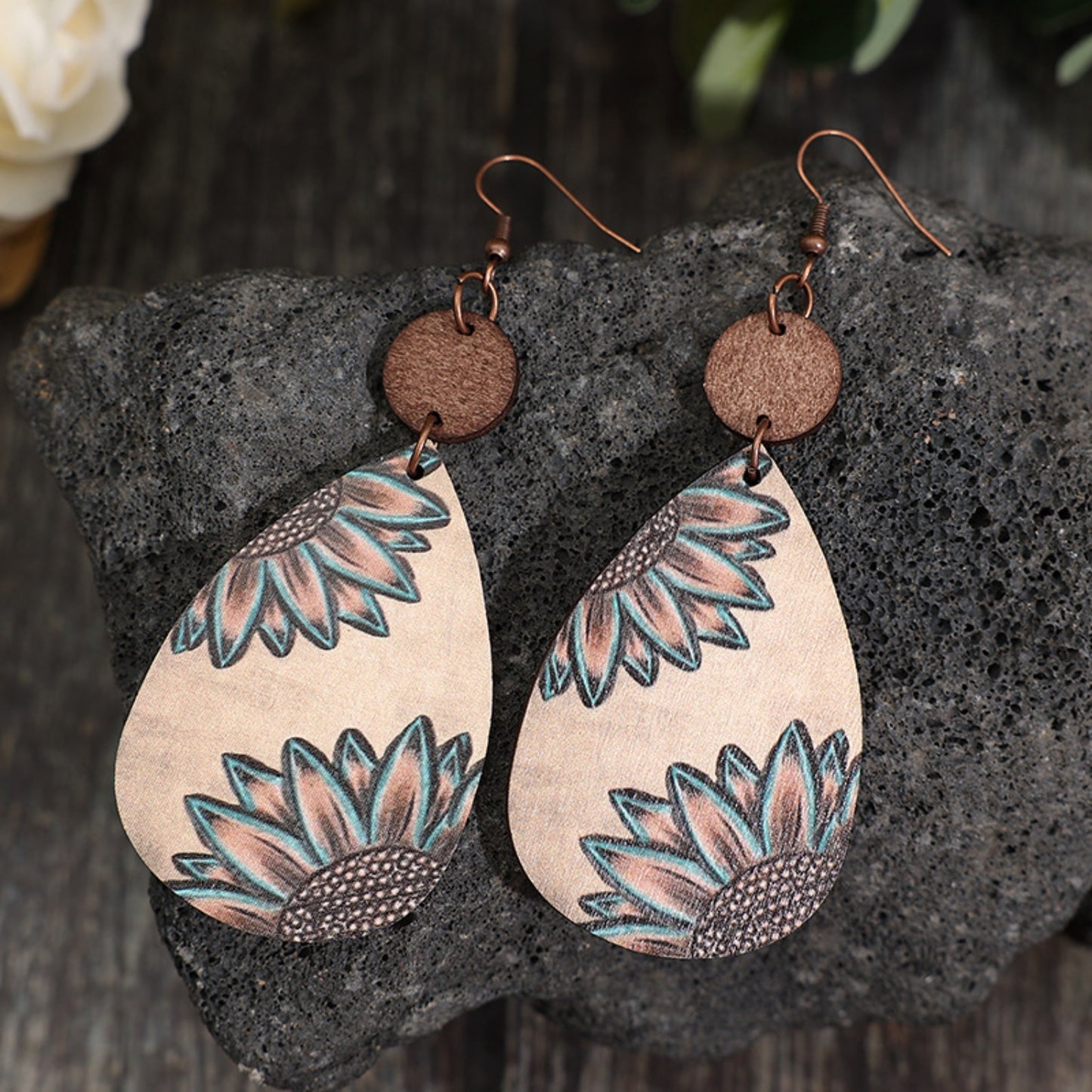 honeybee Mumford's Wooden Iron Hook Dangle Earrings