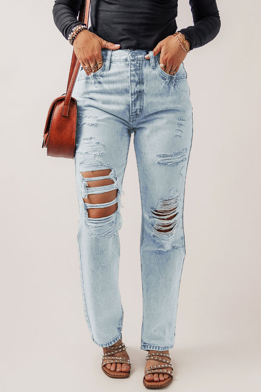 Honeybee Mumford's Distressed Buttoned Jeans with Pockets