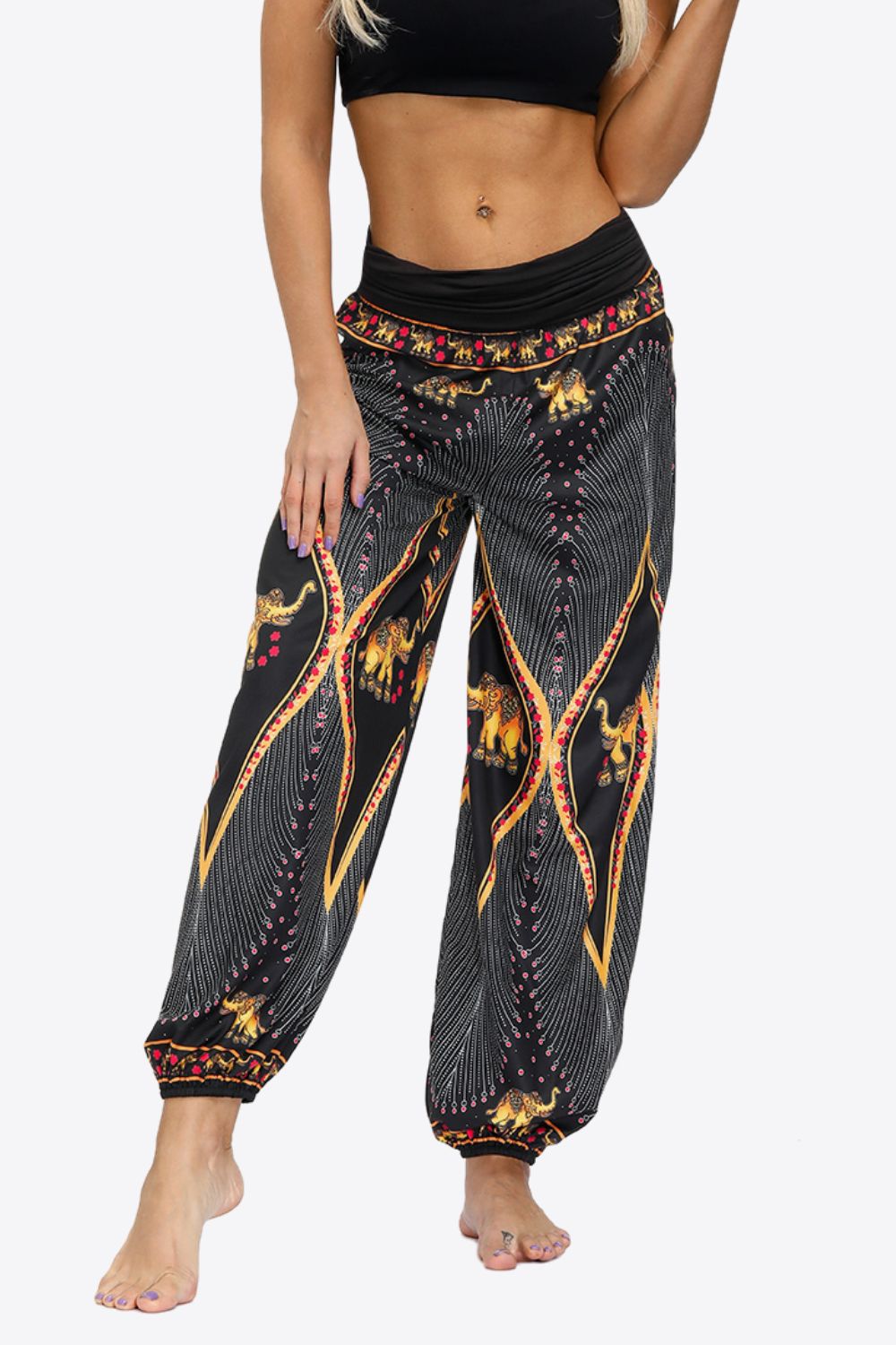 Honeybee Mumford's Exotic Style Printed Ruched Pants