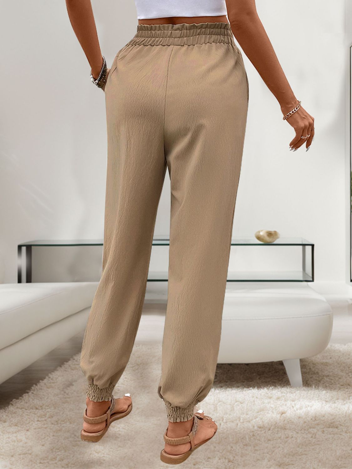 Honeybee Mumford's Tied Elastic Waist Pants with Pockets