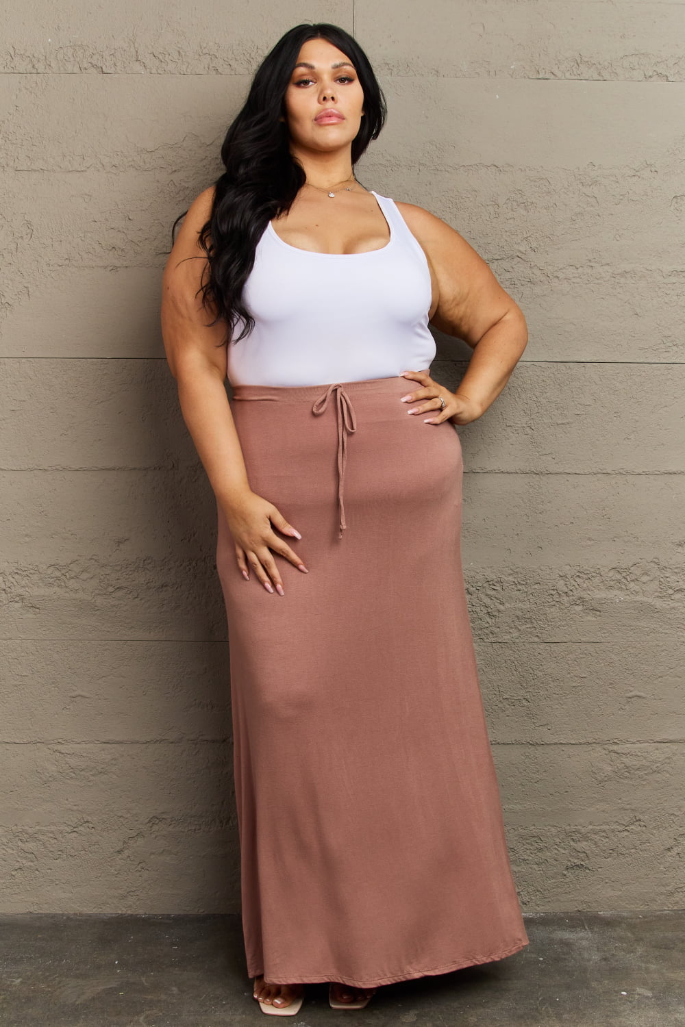 Honeybee Mumford's For The Day Full Size Flare Maxi Skirt in Chocolate