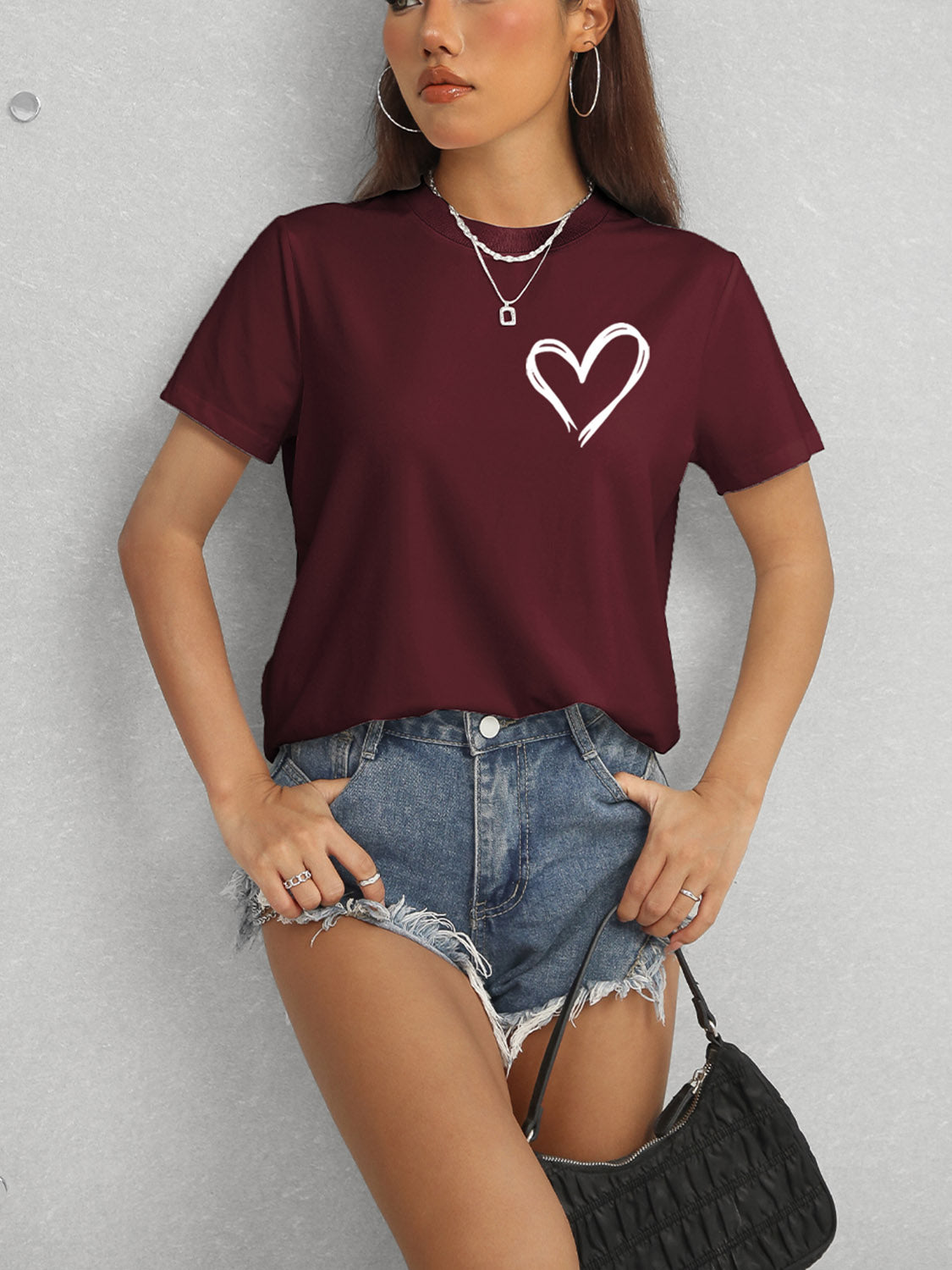 Honeybee Mumford's Heart Round Neck Short Sleeve T-Shirt