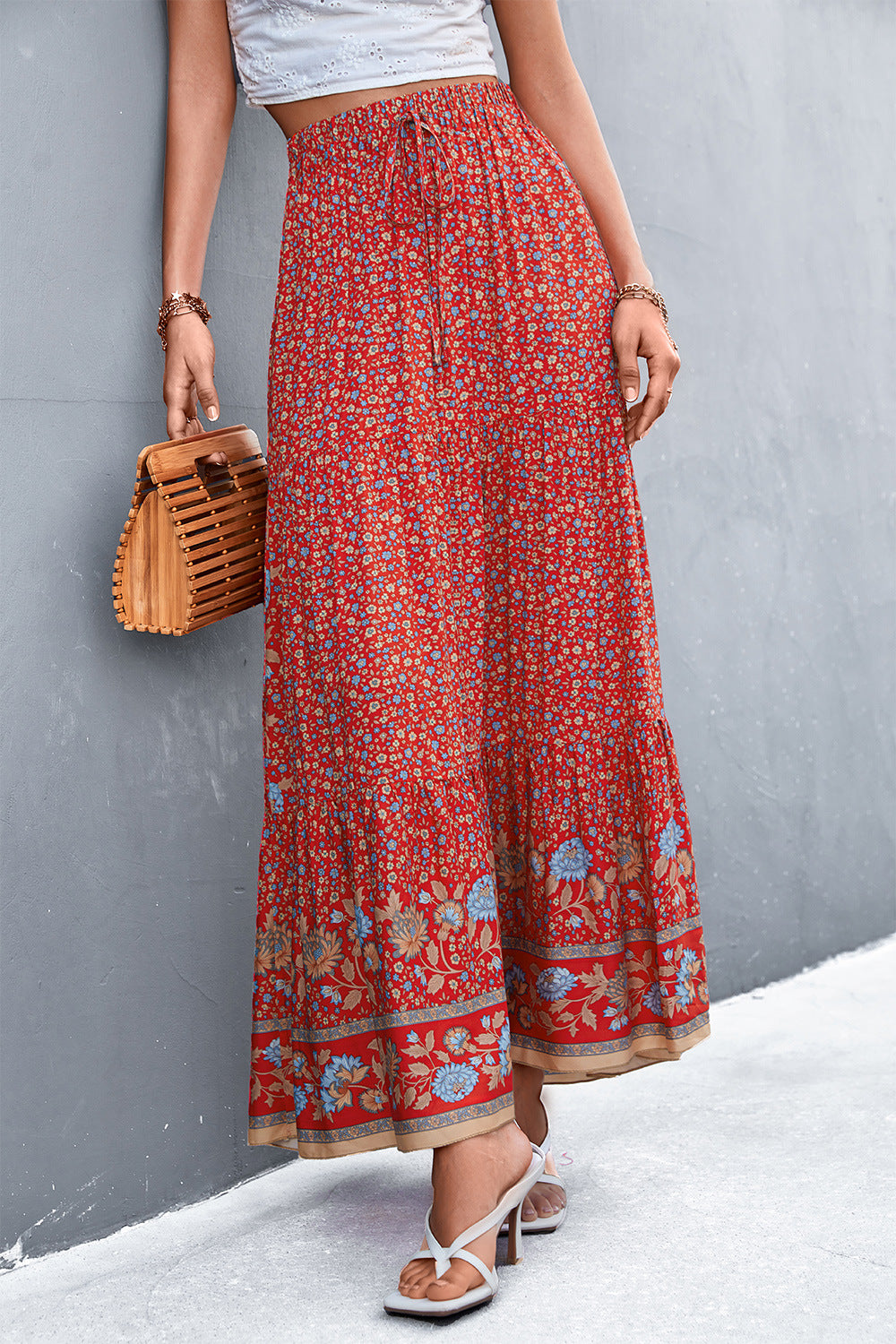 Honeybee Mumford's Floral Tied Maxi Skirt