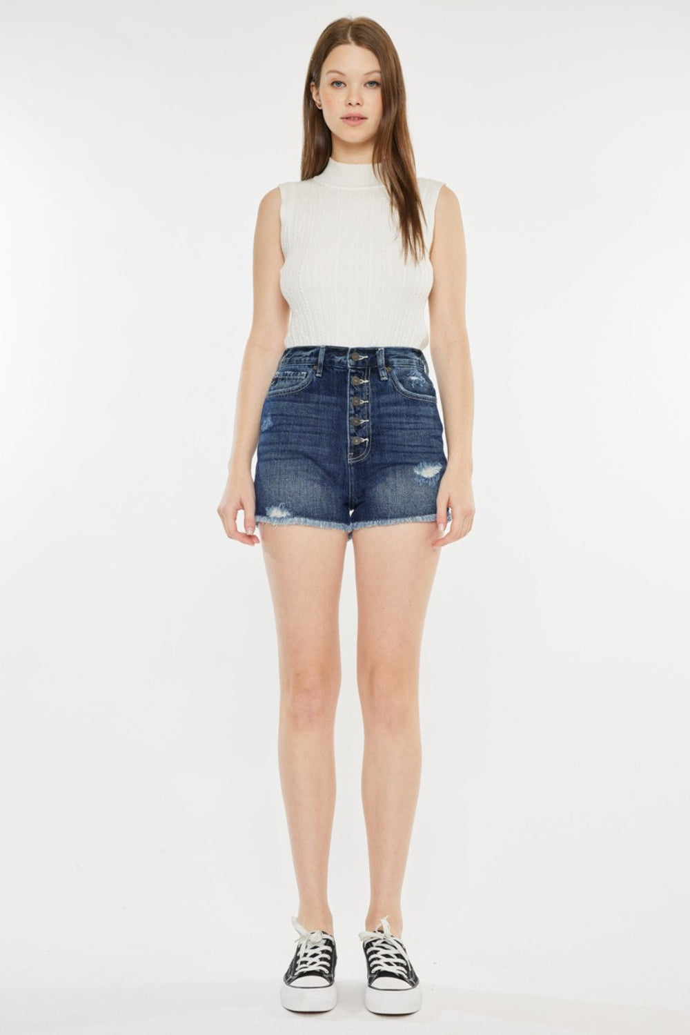 Honeybee Mumford's Raw Hem Button Fly Denim Shorts