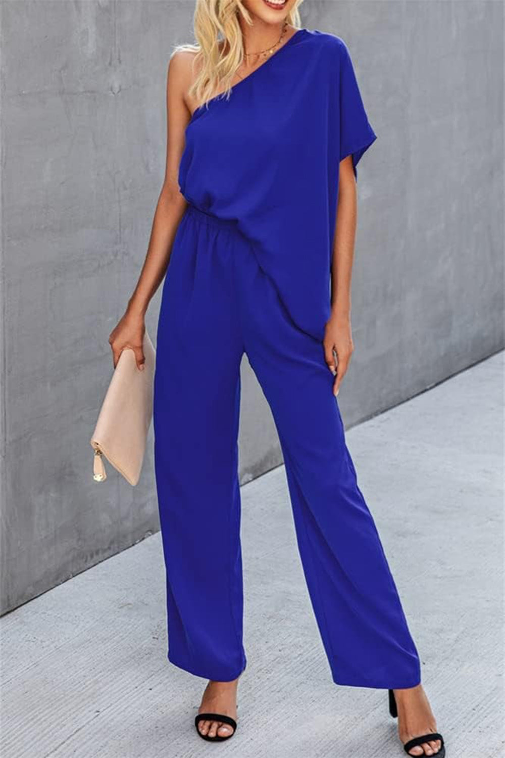 Honeybee Mumford's Single Shoulder Short Sleeve Jumpsuit