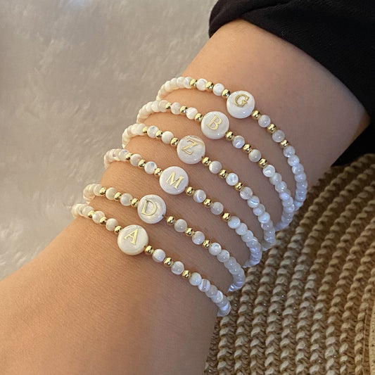 Honeybee Mumford's Shell Letter Bead Bracelet