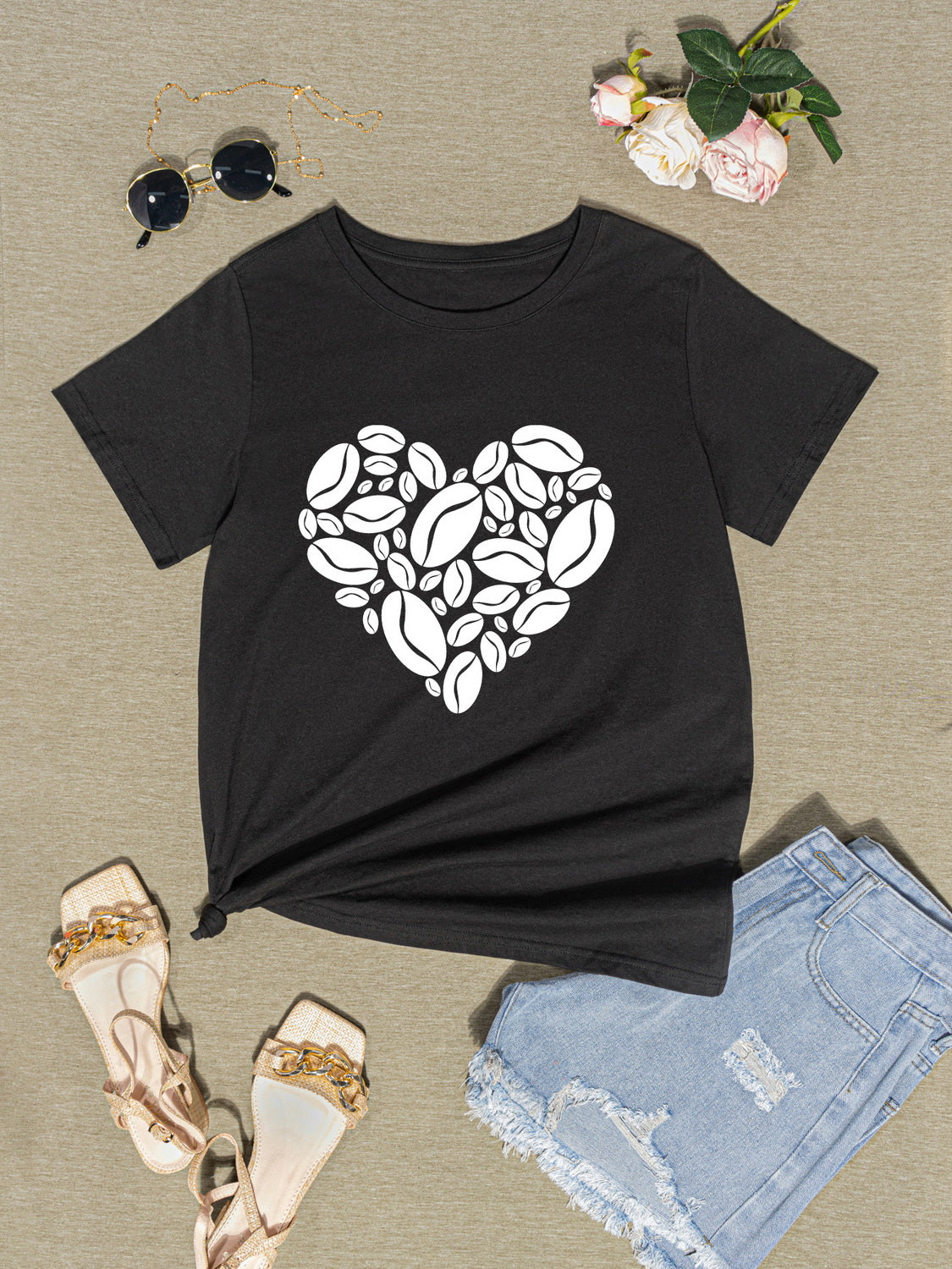 Honeybee Mumford's Heart Round Neck Short Sleeve T-Shirt