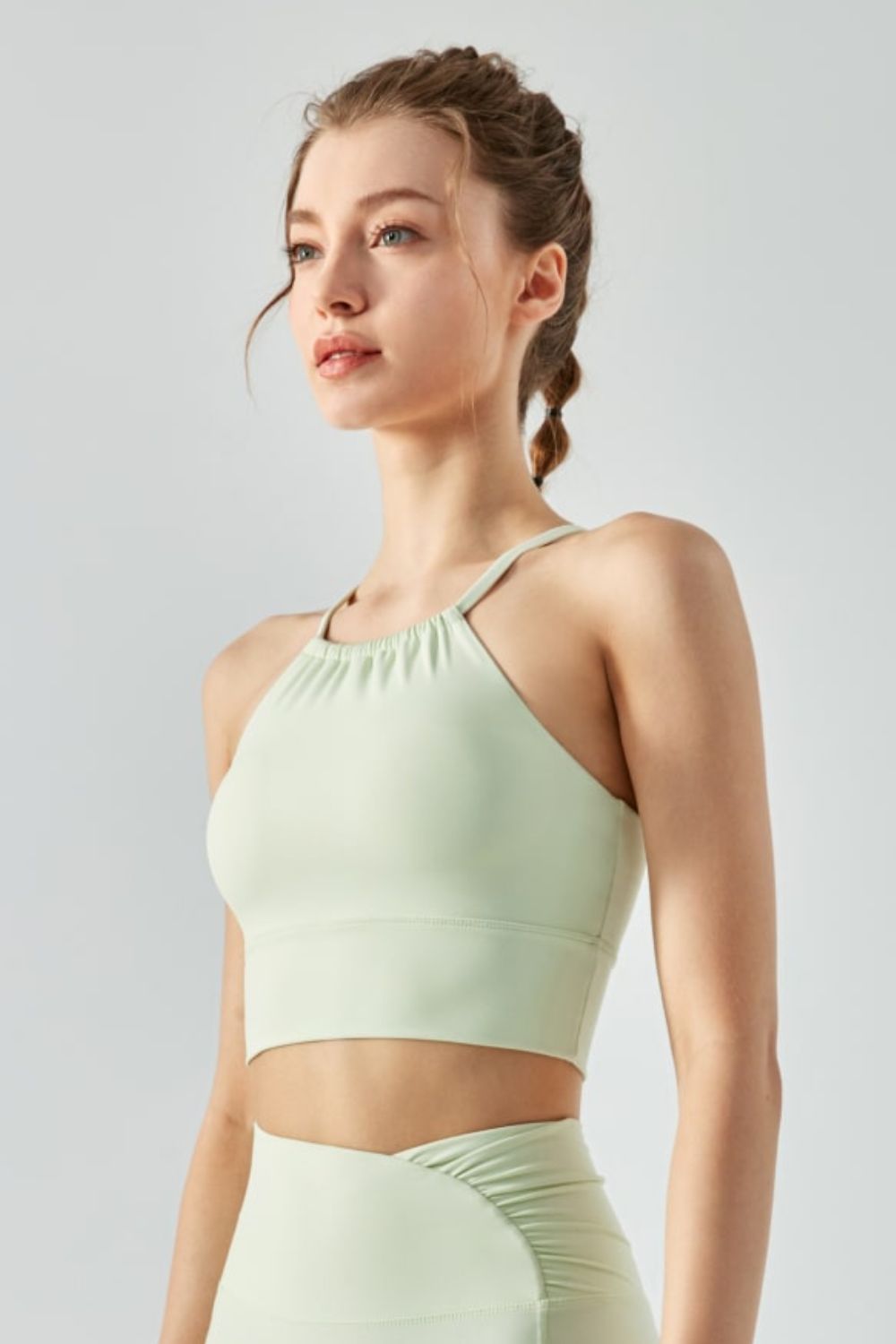 Honeybee Mumford's Crisscross Gathered Detail Cropped Sports Cami