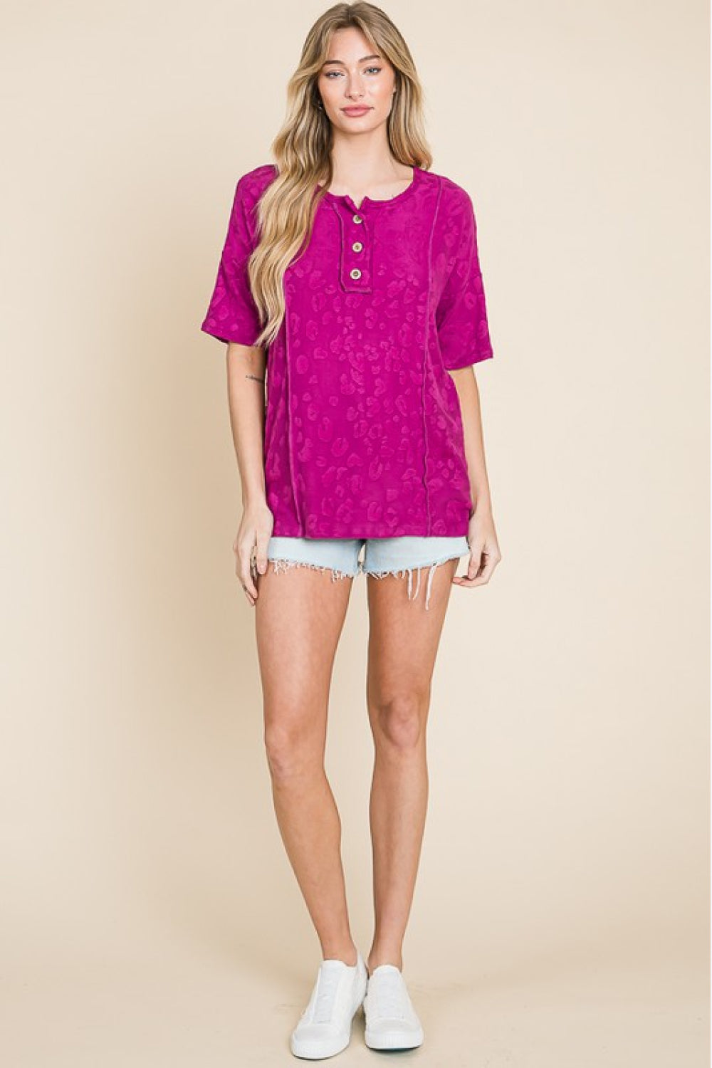 Honeybee Mumford's Deep Purple Animal Textured Top