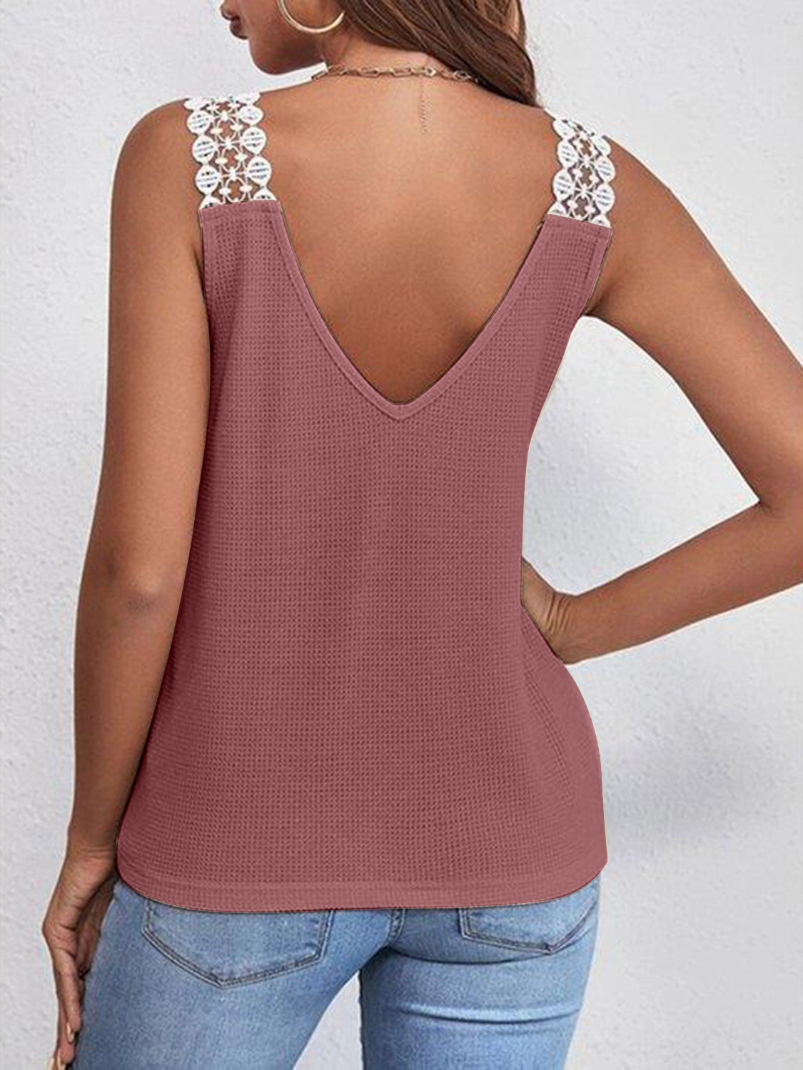 Honeybee Mumford's Full Size Lace Detail V-Neck Tank