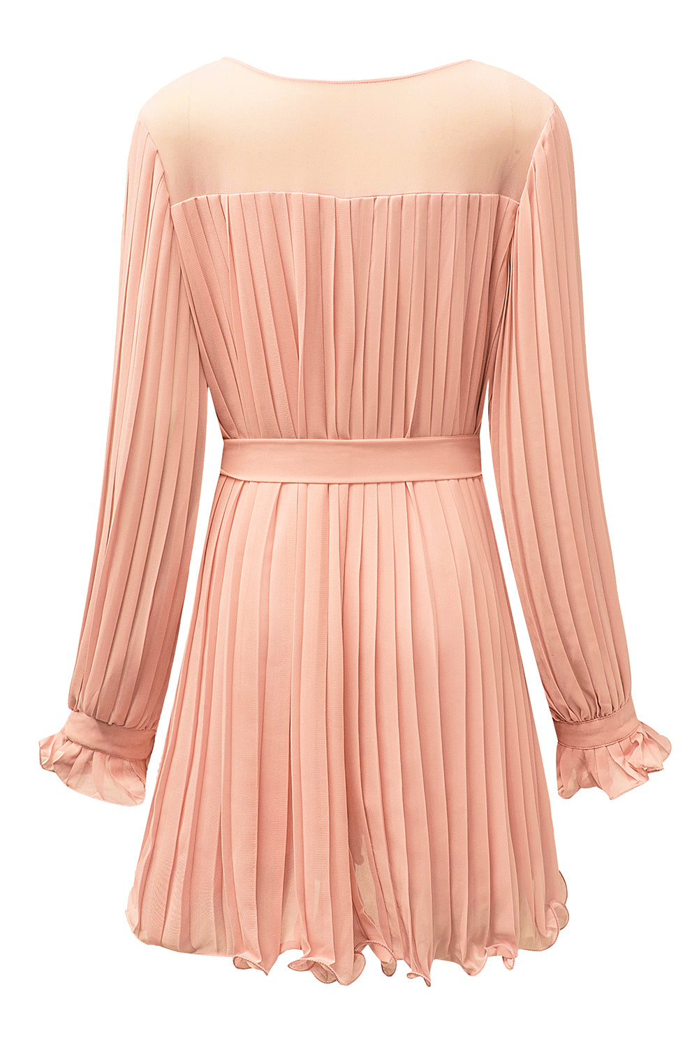 Honeybee Mumford's Pink Pleated Ruffled Tie Waist Buttons V Neck Romper