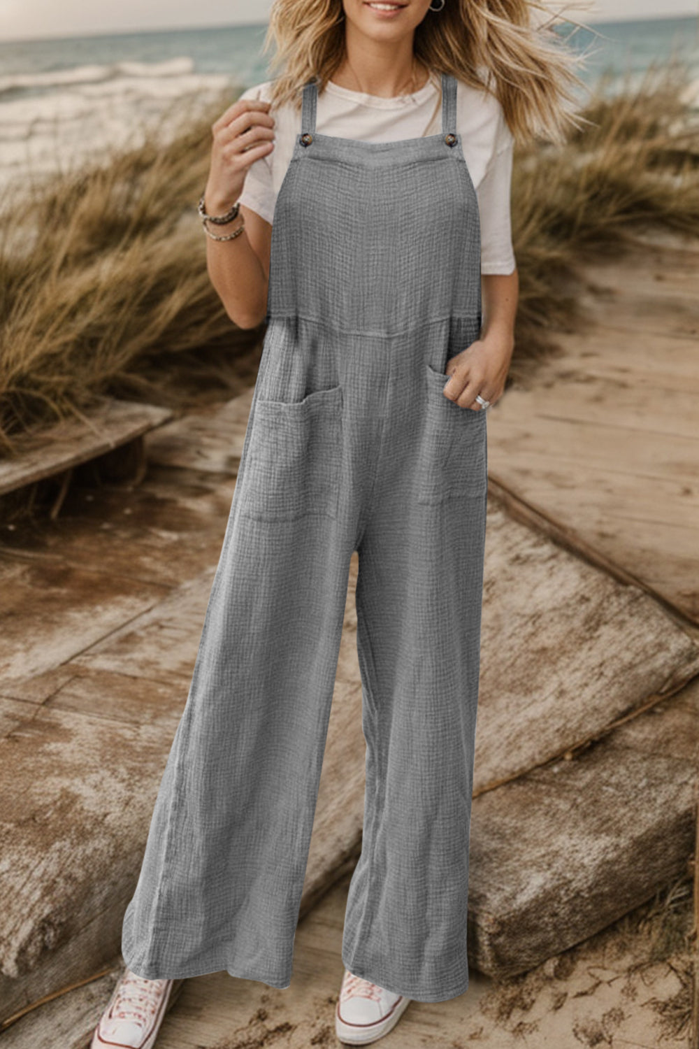 Honeybee Mumford's Full Size Wide Leg Front Pocket Jumpsuit