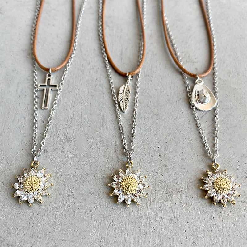 Honeybee Mumford's Sunflower Pendant Necklace Set