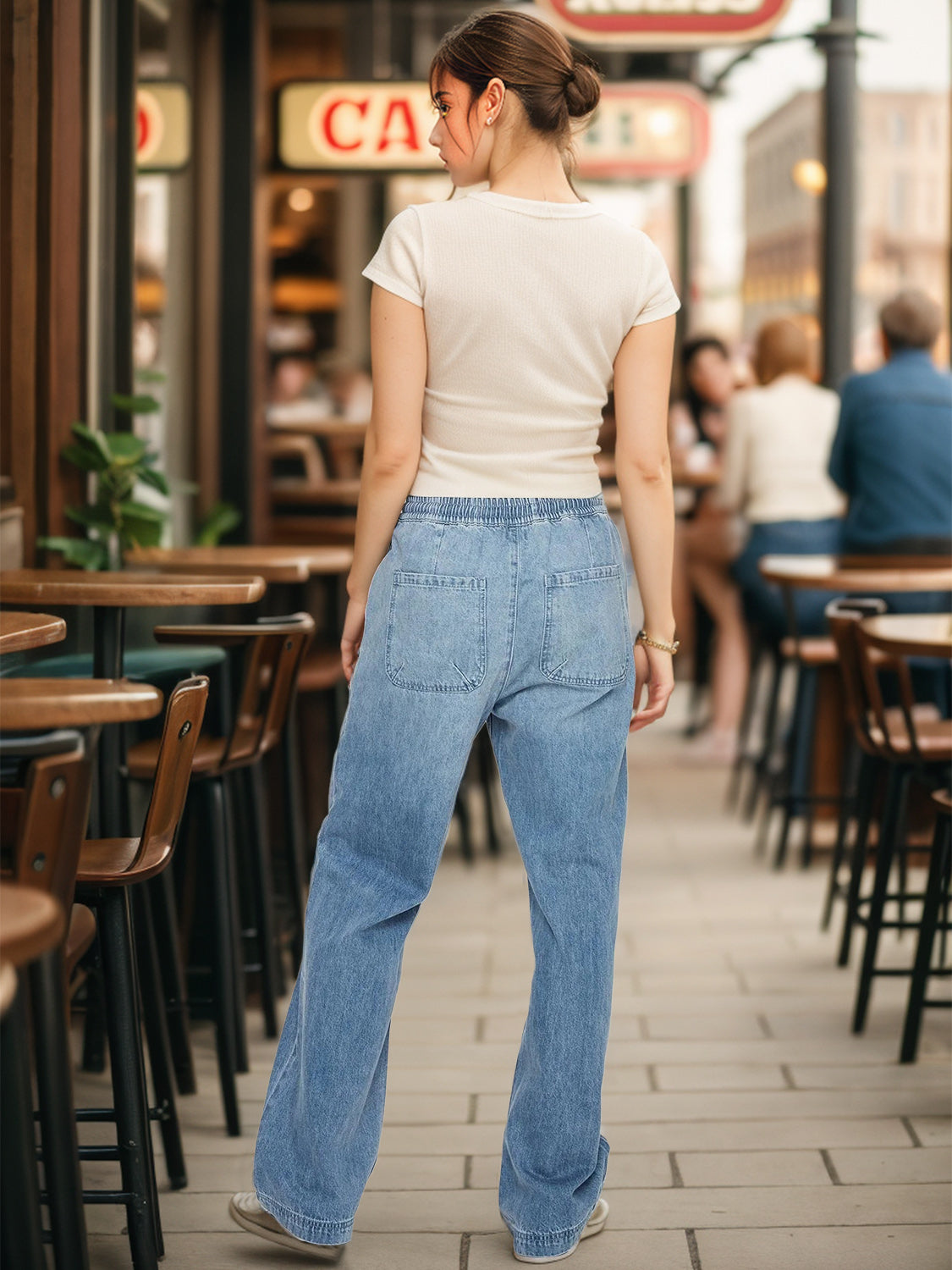 Honeybee Mumford's Drawstring Straight Jeans with Pockets